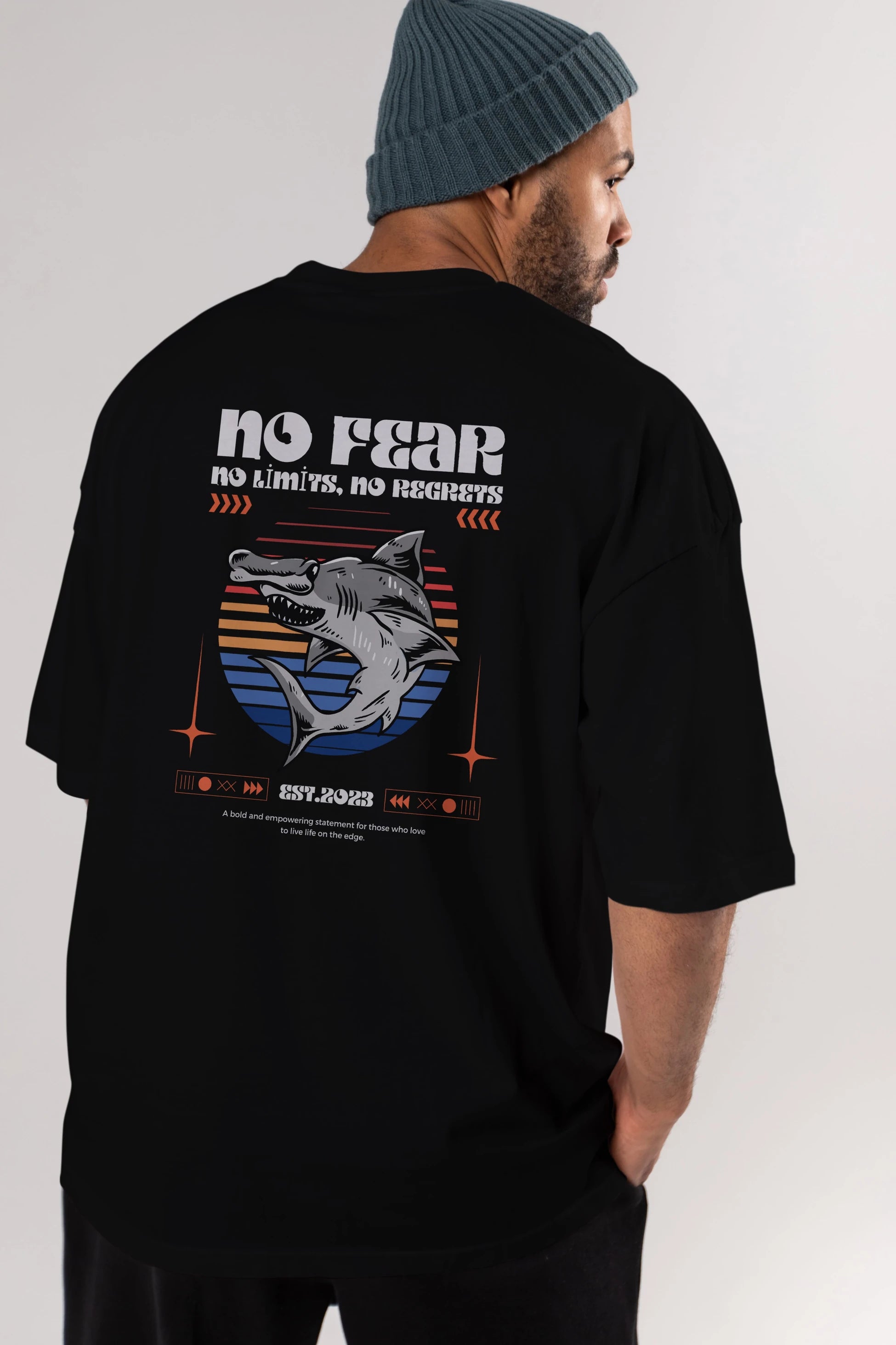 No Fear Yazılı Arka Baskılı Oversize t-shirt Erkek Kadın Unisex