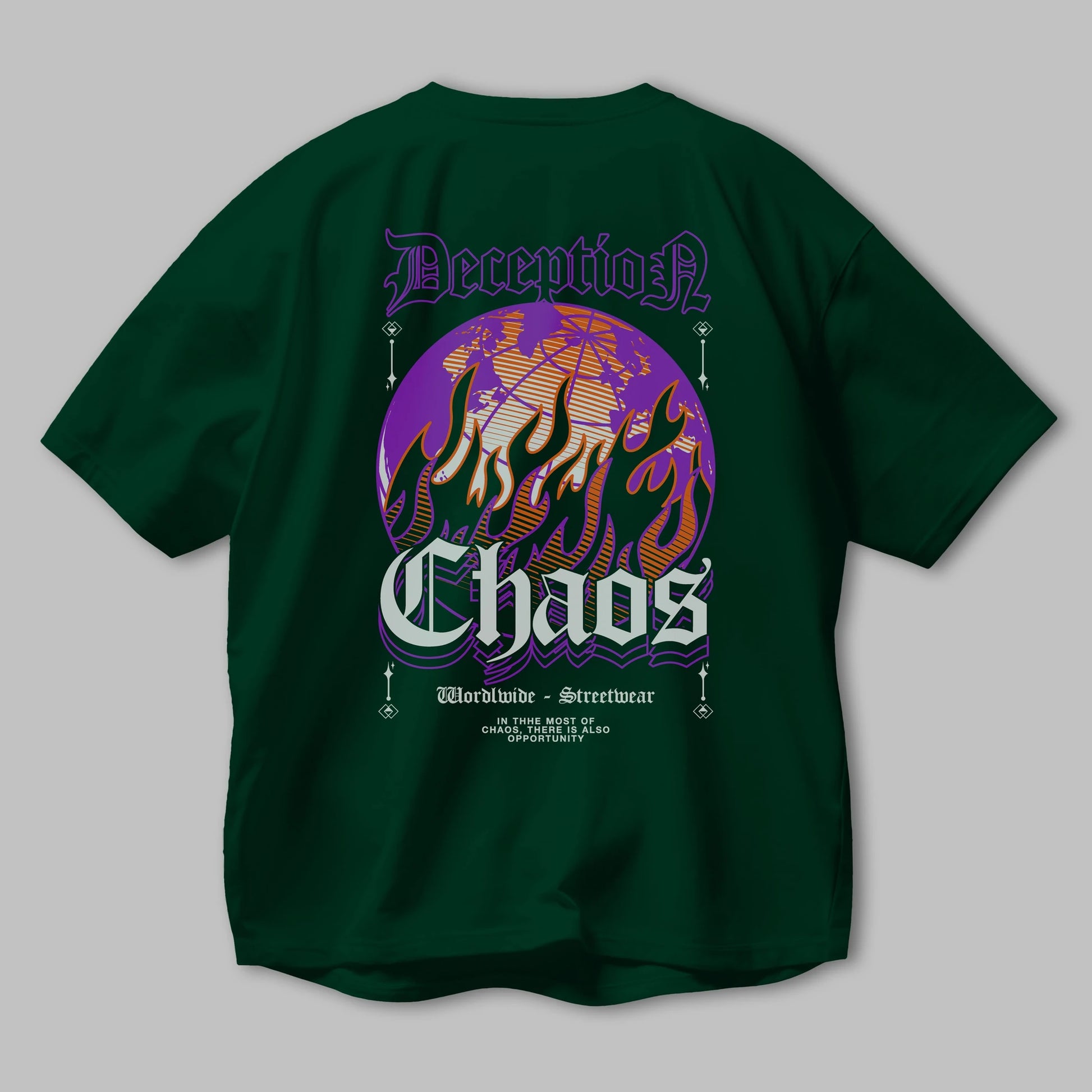 Deception Chaos Arka Baskılı Oversize t-shirt Erkek Kadın Unisex