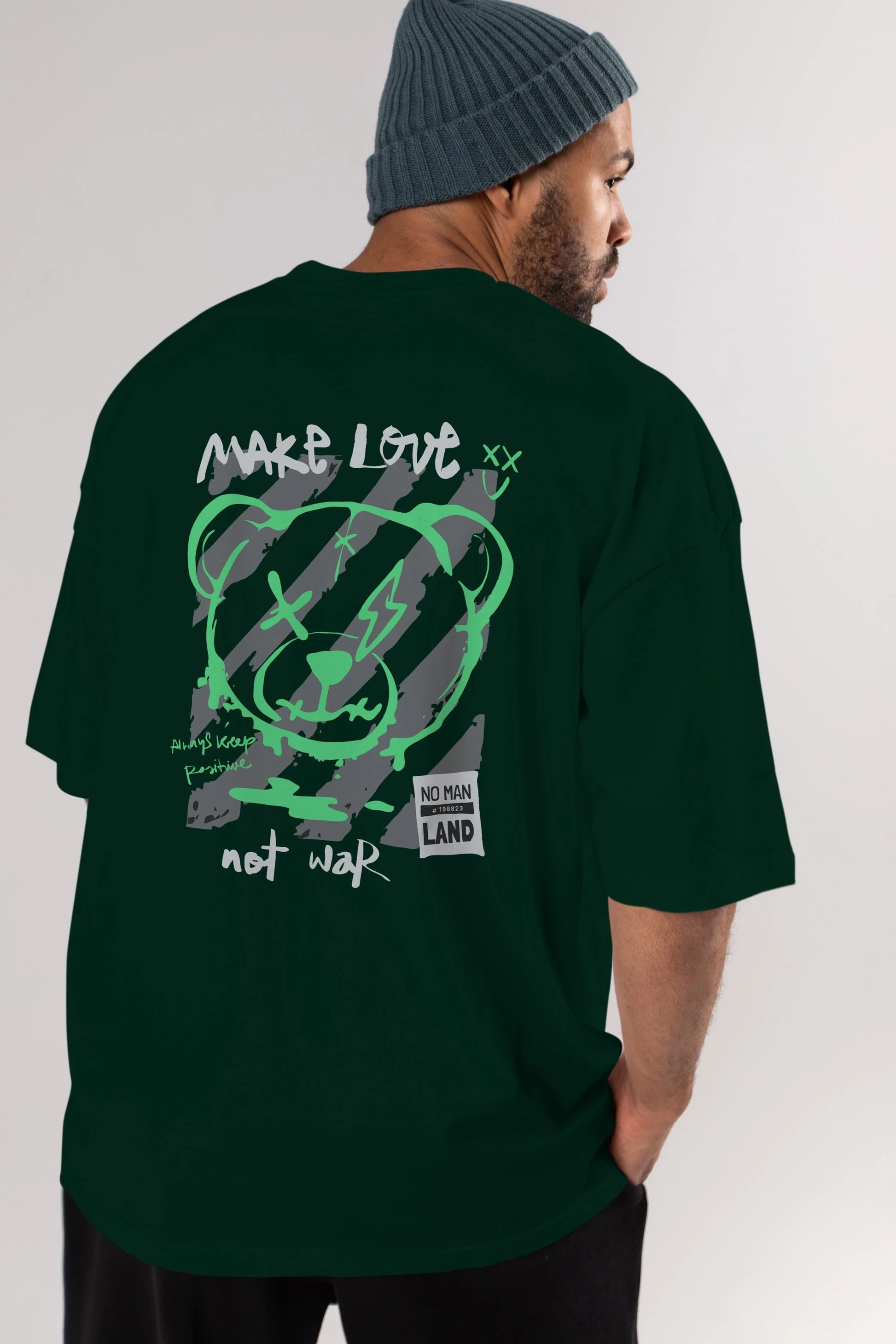 Make Love Bear Arka Baskılı Oversize t-shirt Erkek Kadın Unisex