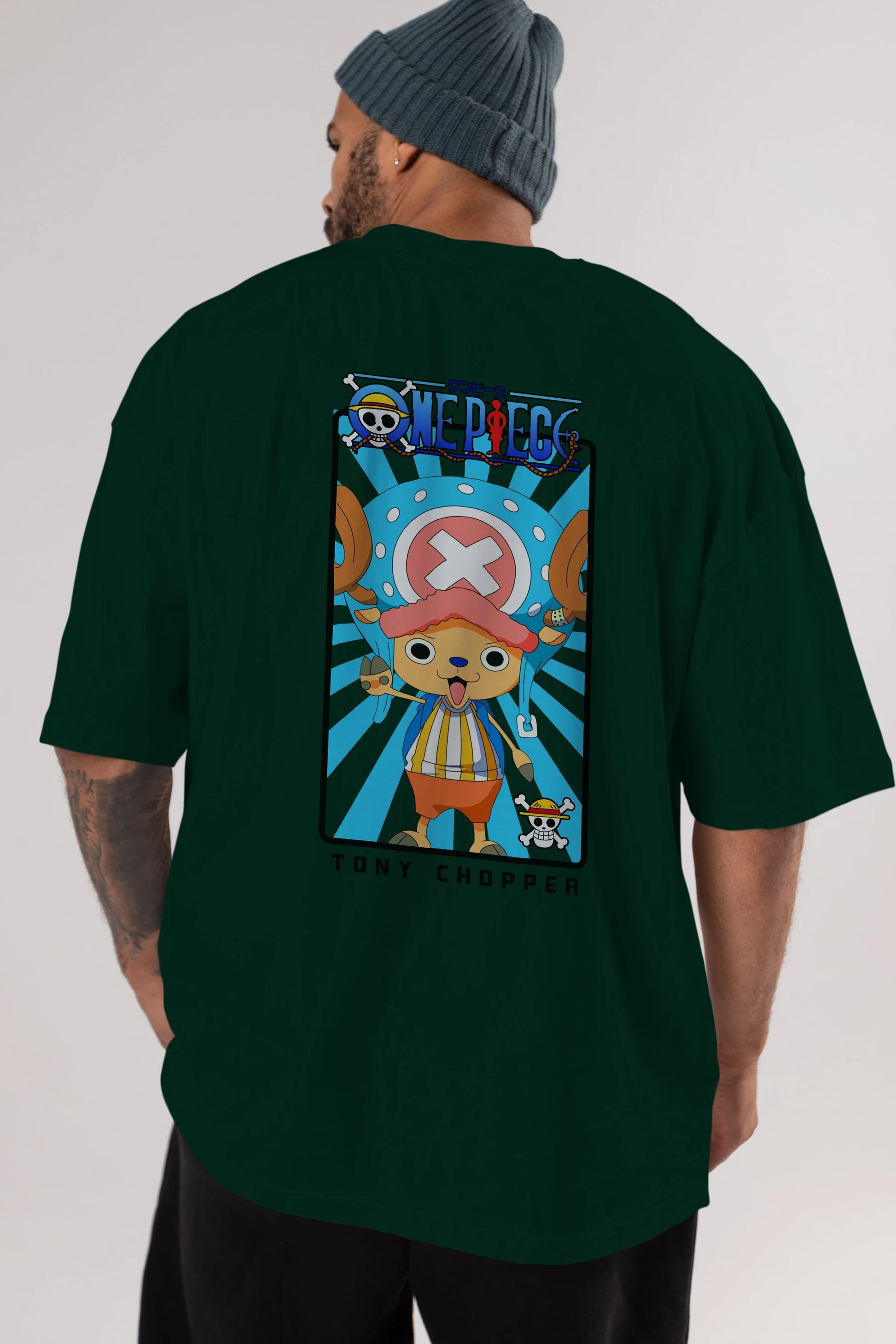 Chopper Anime Arka Baskılı Oversize t-shirt Erkek Kadın Unisex %100 pamuk tişort