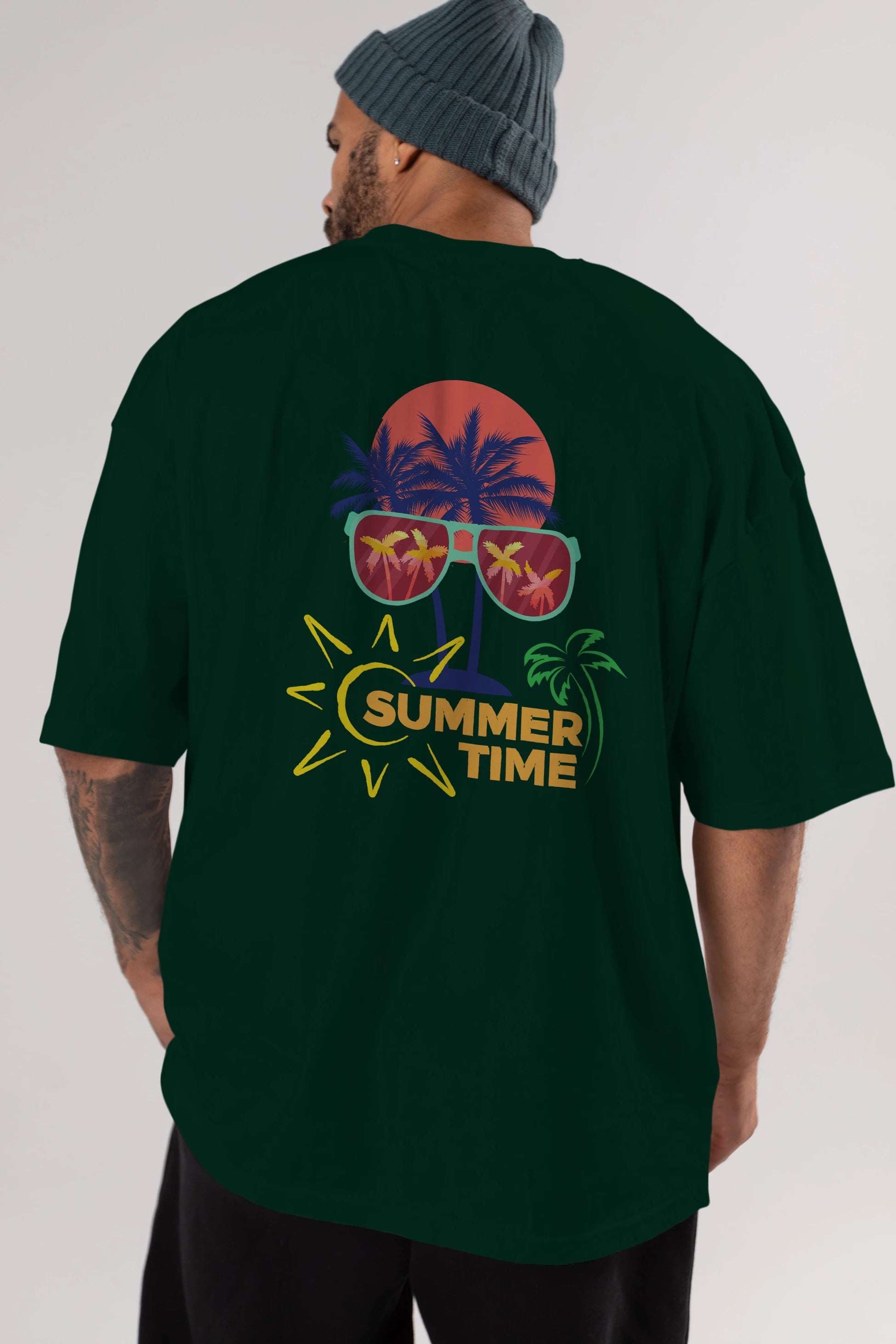 Summer Time Yazılı Arka Baskılı Oversize t-shirt Erkek Kadın Unisex