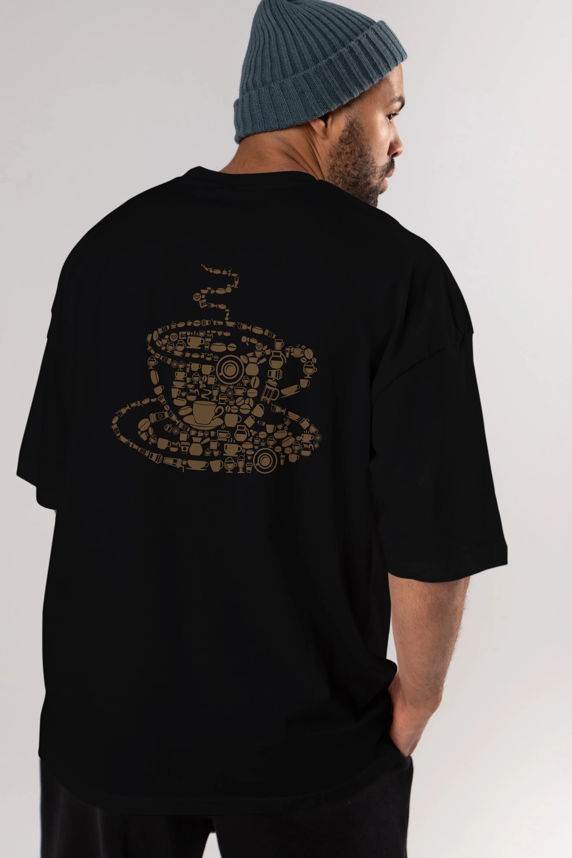 Coffee Arka Baskılı Oversize t-shirt %100 pamuk Erkek Kadın Unisex
