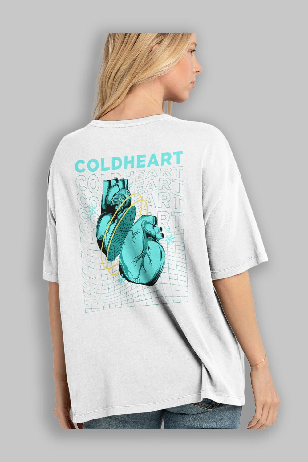 Cold Heart Arka Baskılı Oversize t-shirt Erkek Kadın Unisex