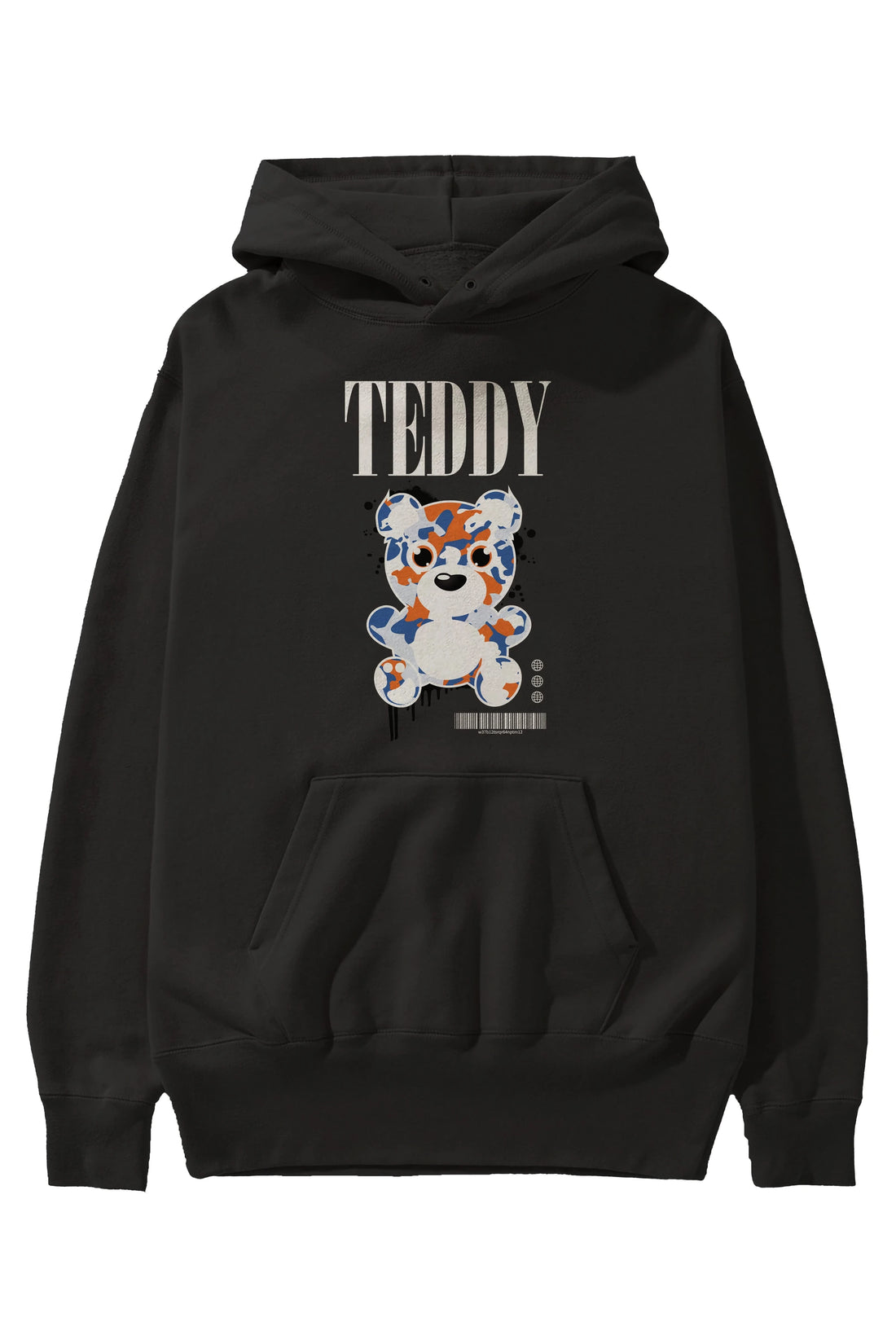 Teddy Bear Streetwear Ön Baskılı Hoodie Oversize Kapüşonlu Sweatshirt Erkek Kadın Unisex