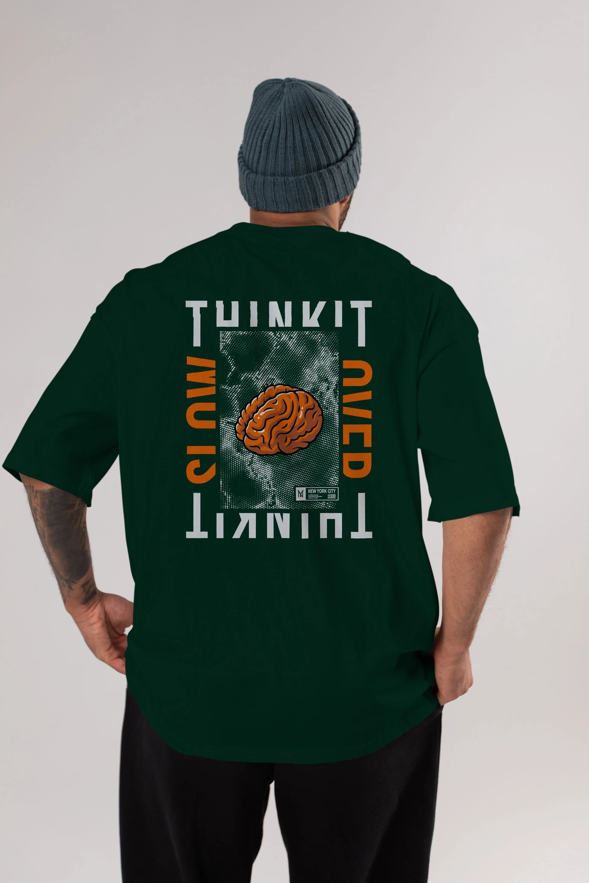 Think it Arka Baskılı Oversize t-shirt Erkek Kadın Unisex