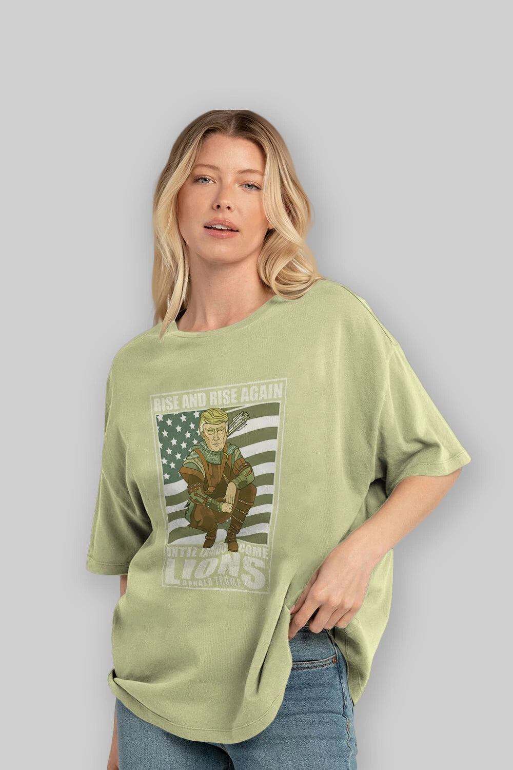 Robin Hood Trump Ön Baskılı Oversize t-shirt Erkek Kadın Unisex %100 Pamuk tişort