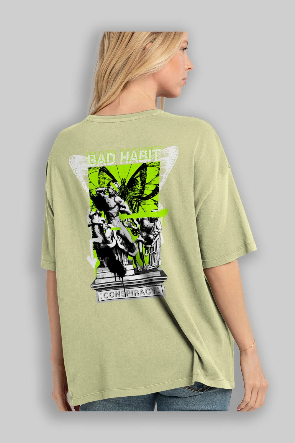 Bad Habit Arka Baskılı Oversize t-shirt Erkek Kadın Unisex