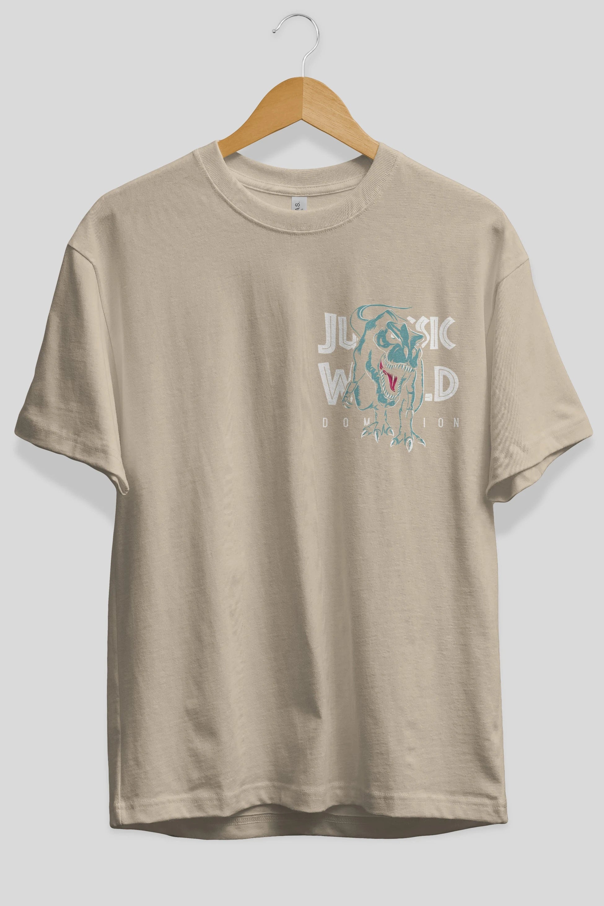 Jurassic Park (1) Ön Sol Baskılı Oversize t-shirt Erkek Kadın Unisex %100 Pamuk Bisiklet Yaka tişort