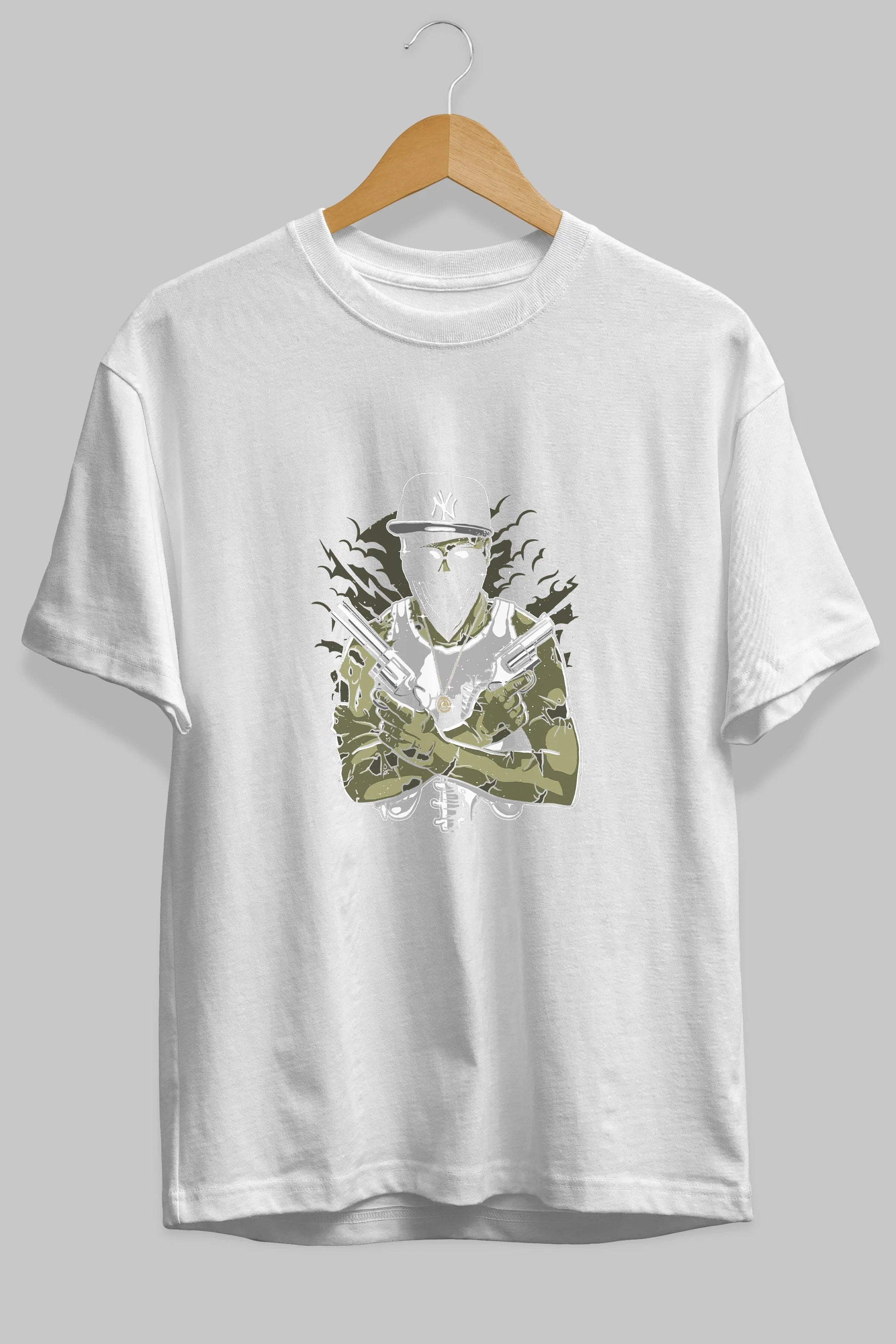 Gangsta Zombie Ön Baskılı Oversize t-shirt Erkek Kadın Unisex %100 Pamuk tişort