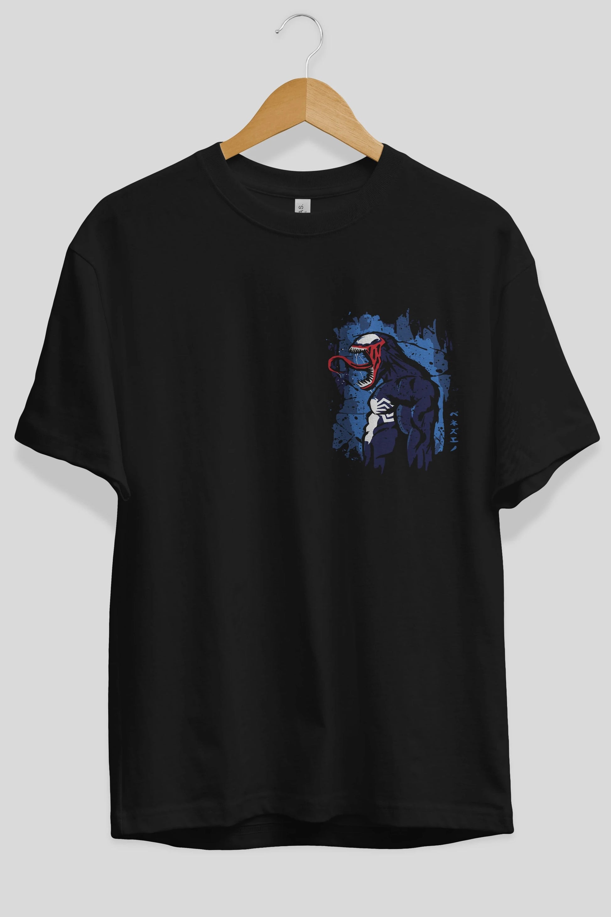 Venom (24) Ön Sol Baskılı Oversize t-shirt Erkek Kadın Unisex %100 Pamuk Bisiklet Yaka tişort