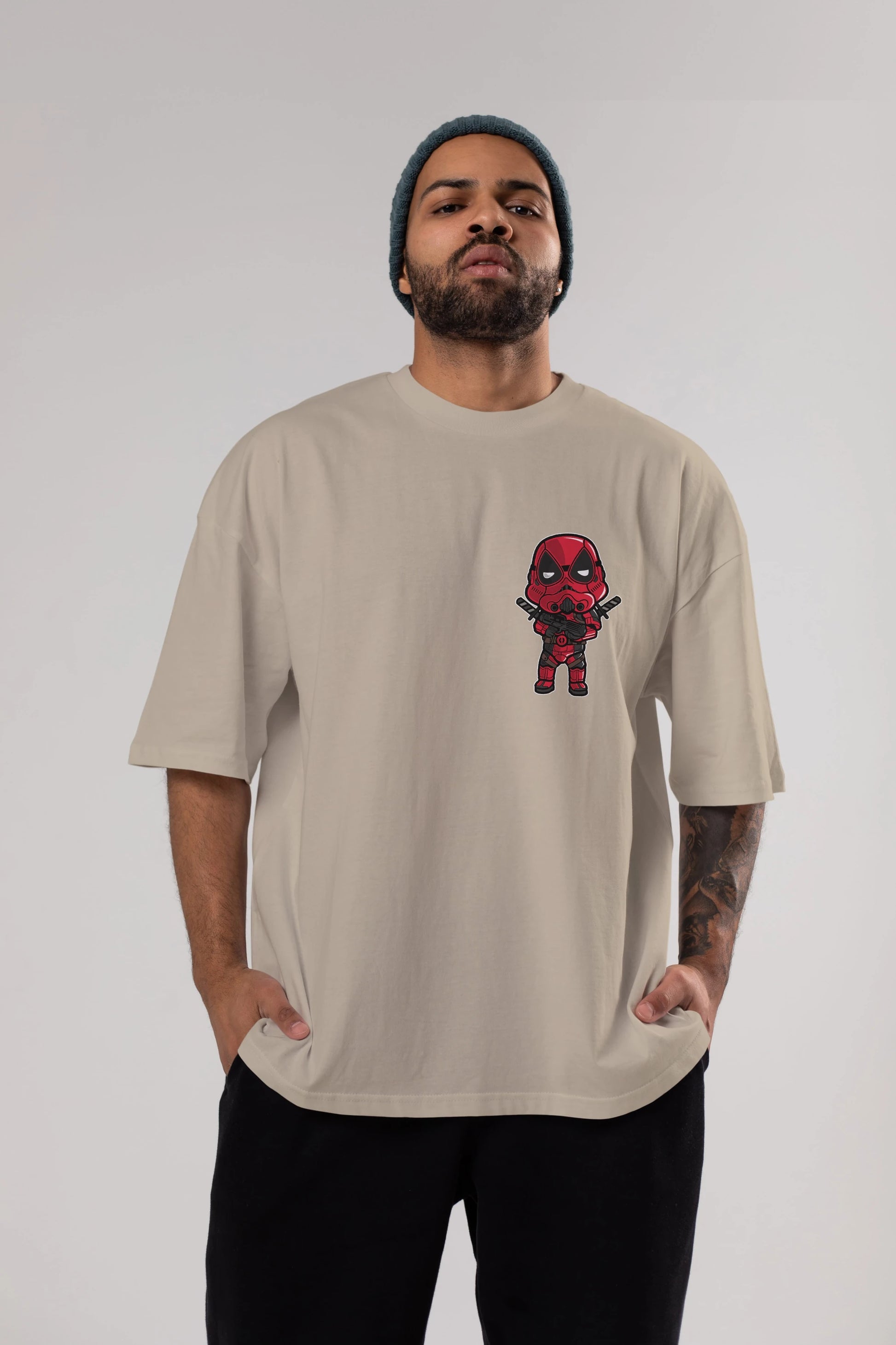 Deadpool (22) Ön Sol Baskılı Oversize t-shirt Erkek Kadın Unisex %100 Pamuk Bisiklet Yaka tişort