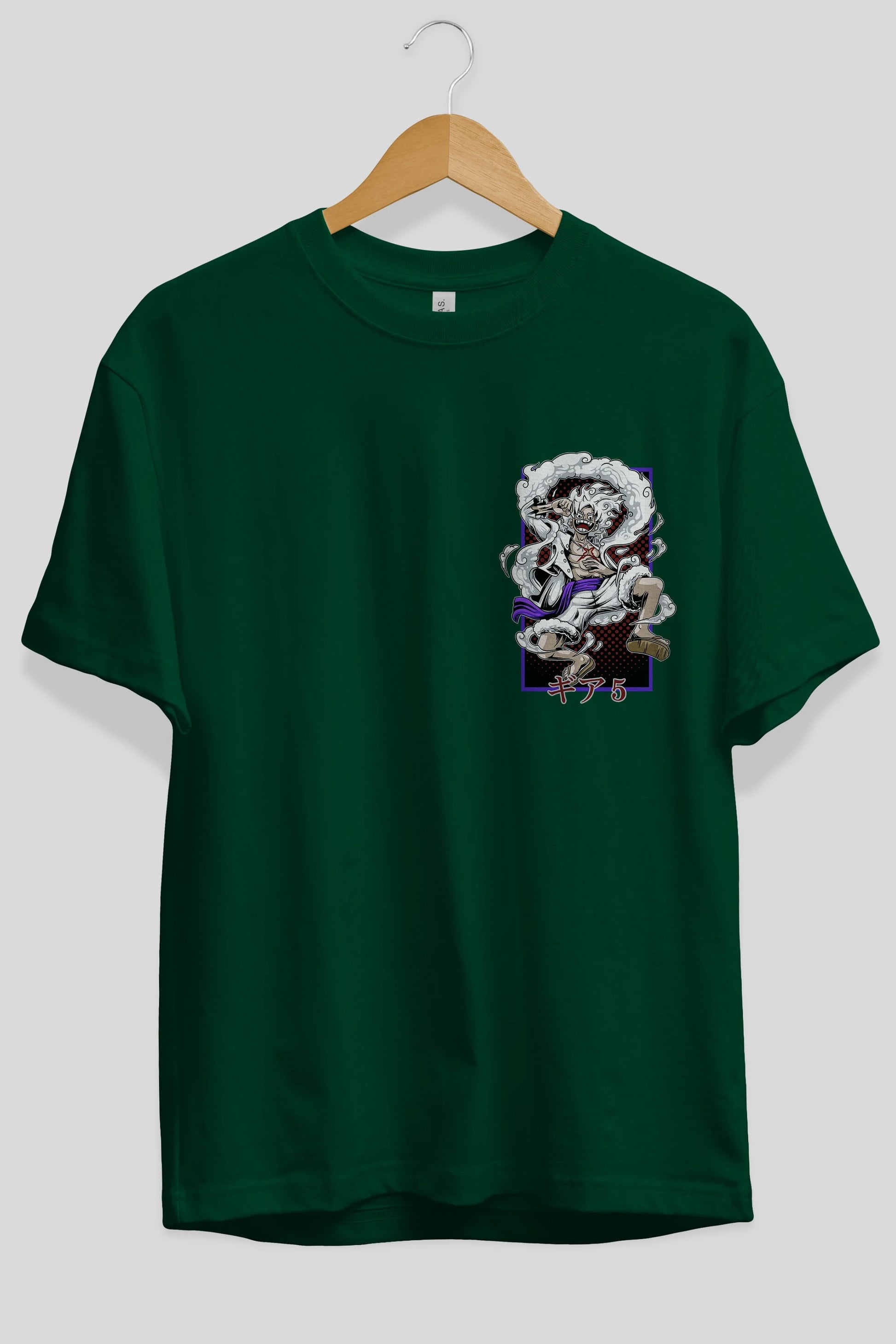 LUFFY GEAR 5 RECUADRO Ön Sol Baskılı Oversize t-shirt Erkek Kadın Unisex %100 Pamuk Bisiklet Yaka tişort