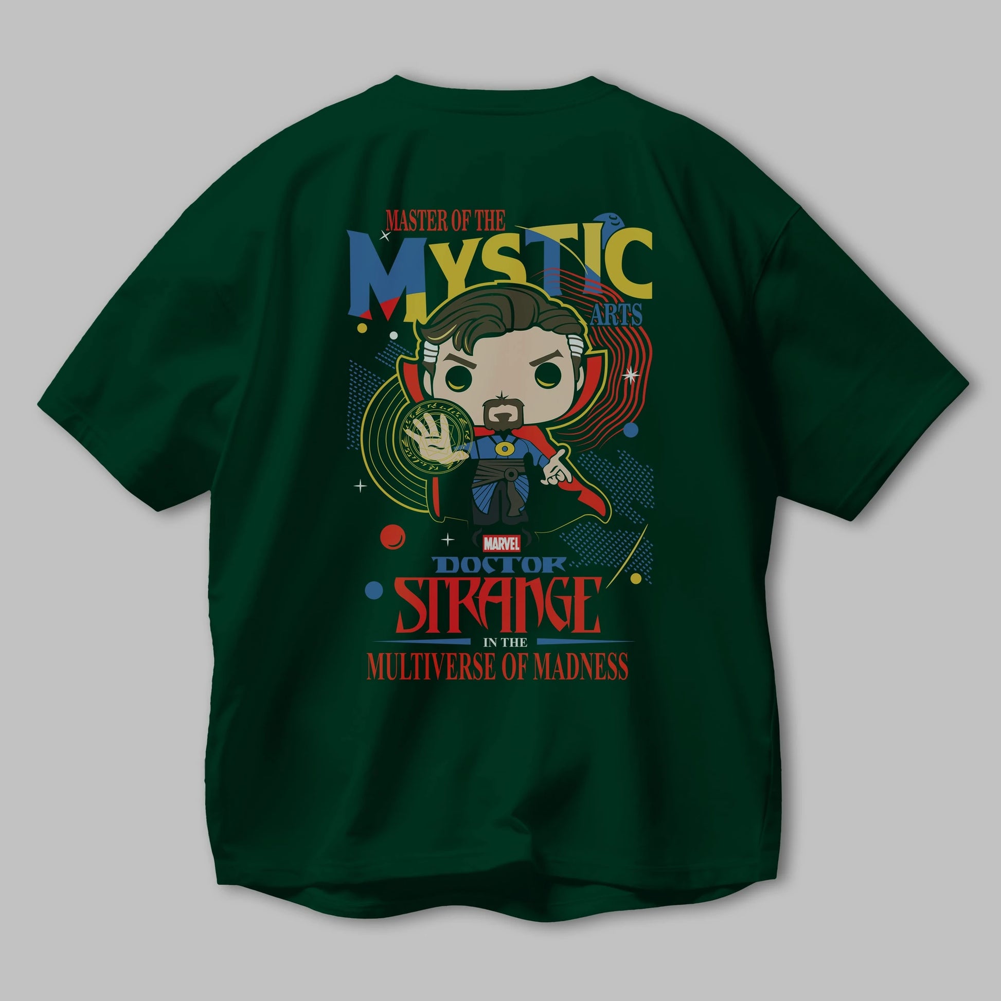 Doctor Strange Arka Baskılı Oversize t-shirt Erkek Kadın Unisex %100 Pamuk Bisiklet Yaka tişort