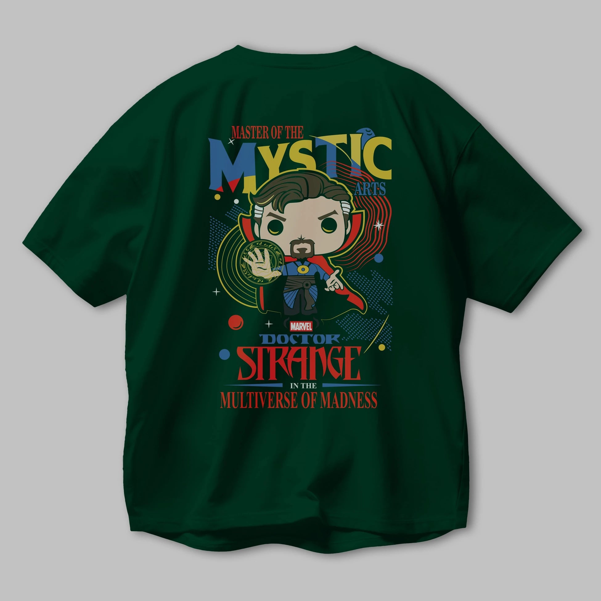 Doctor Strange Arka Baskılı Oversize t-shirt Erkek Kadın Unisex %100 Pamuk Bisiklet Yaka tişort