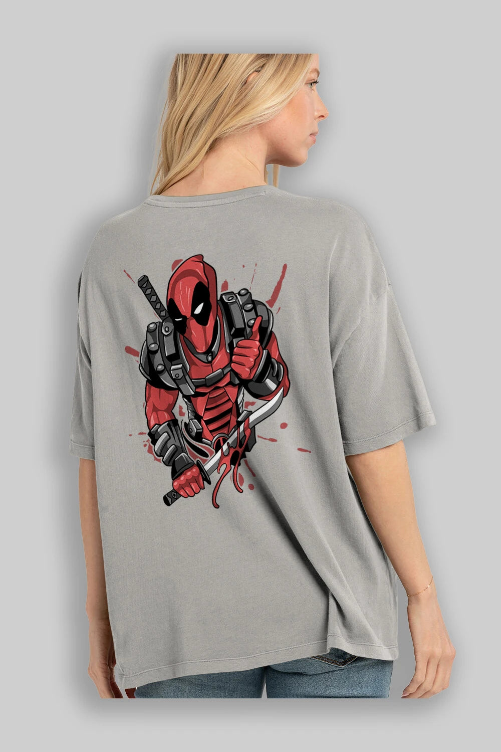 Deadpool (12) Arka Baskılı Oversize t-shirt Erkek Kadın Unisex %100 Pamuk Bisiklet Yaka tişort