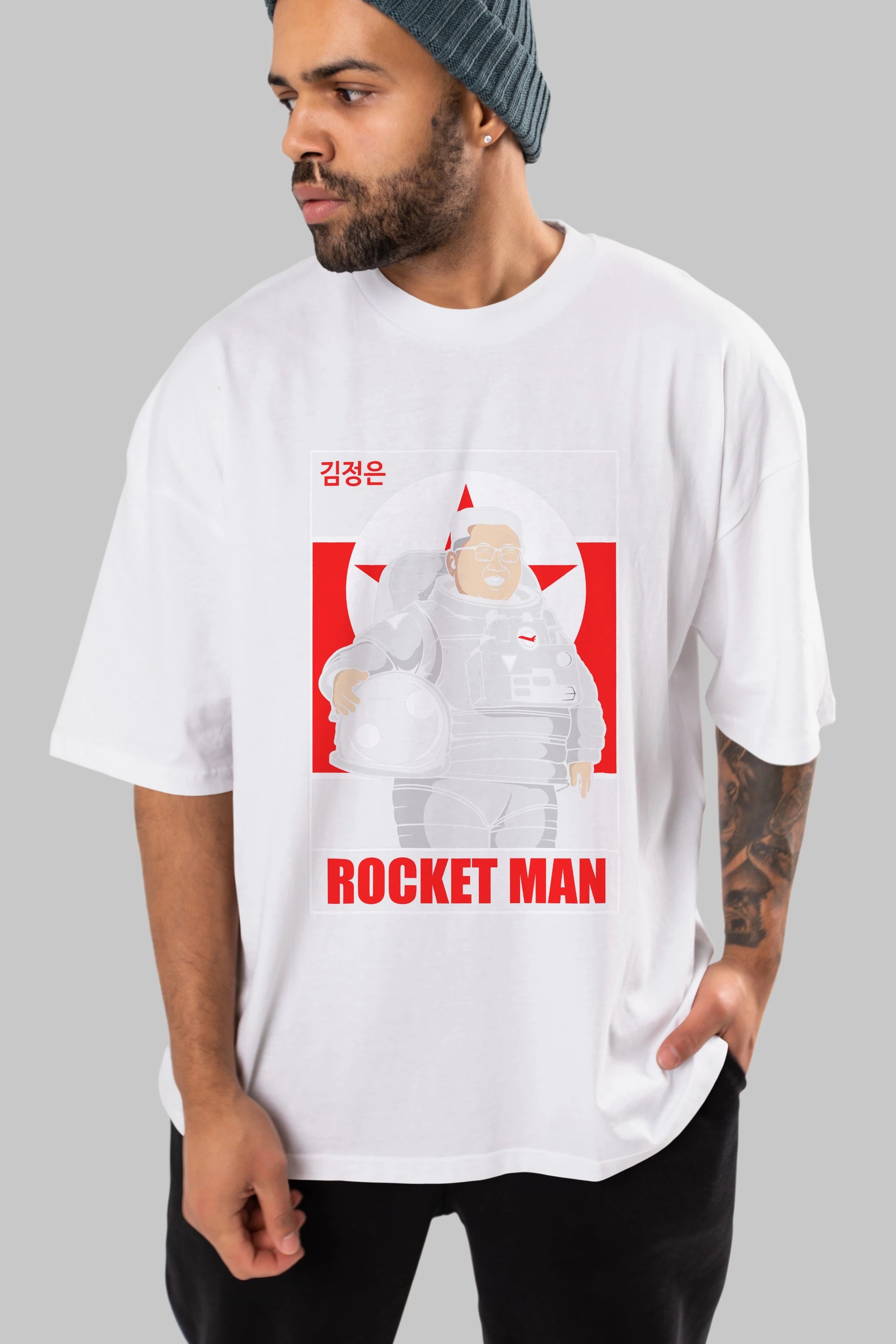 Astronot Kim Ön Baskılı Oversize t-shirt Erkek Kadın Unisex %100 Pamuk tişort