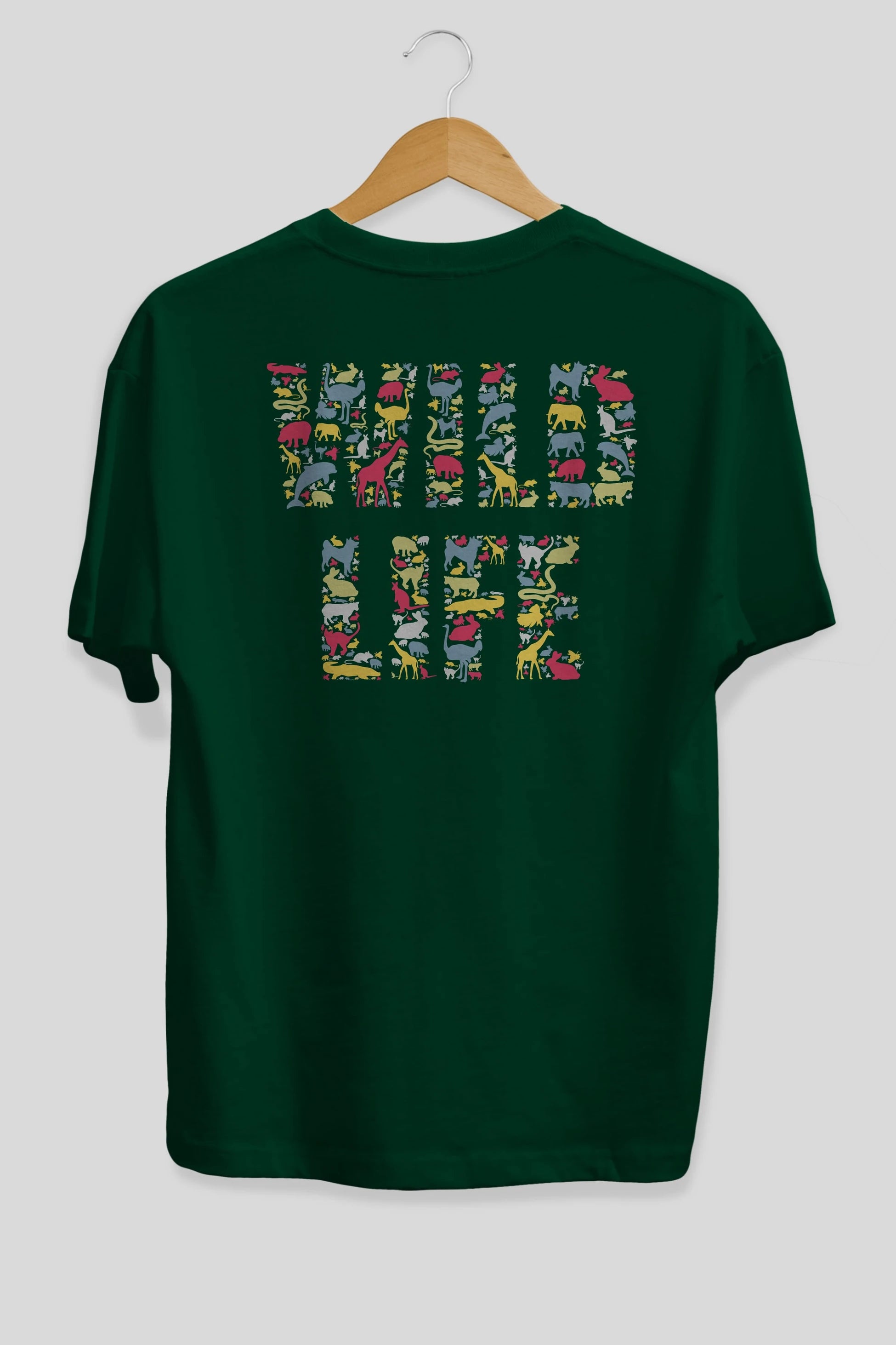 Wild Life Arka Baskılı Oversize t-shirt %100 pamuk Erkek Kadın Unisex