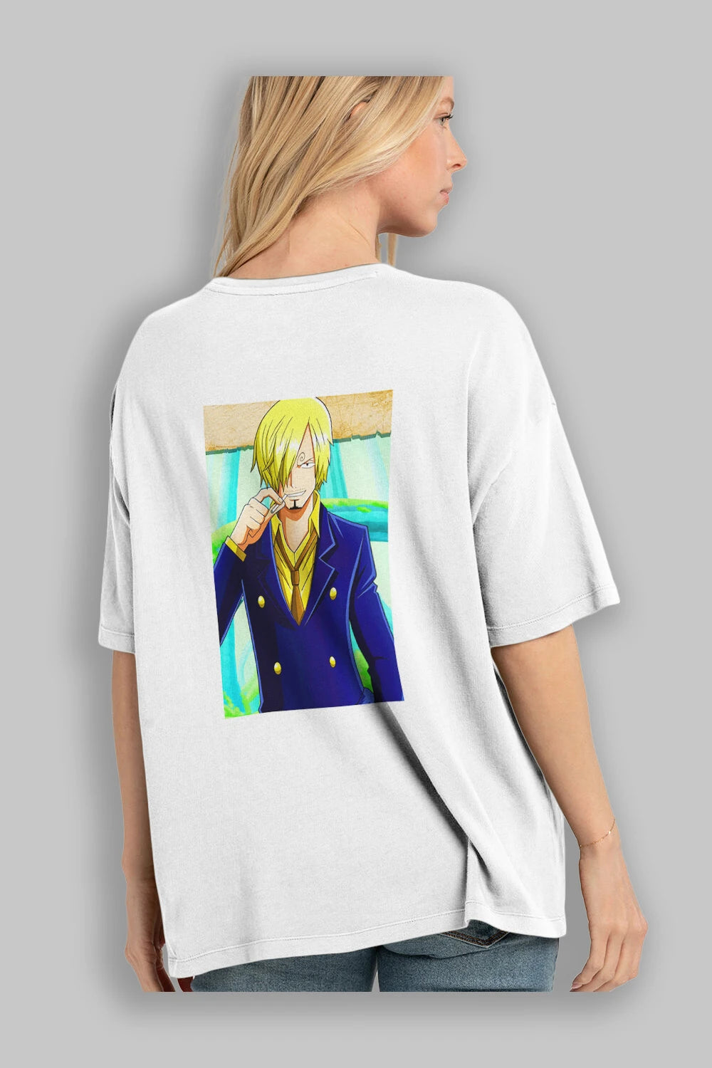 Sanji 2 Anime Arka Baskılı Oversize t-shirt Erkek Kadın Unisex %100 pamuk tişort