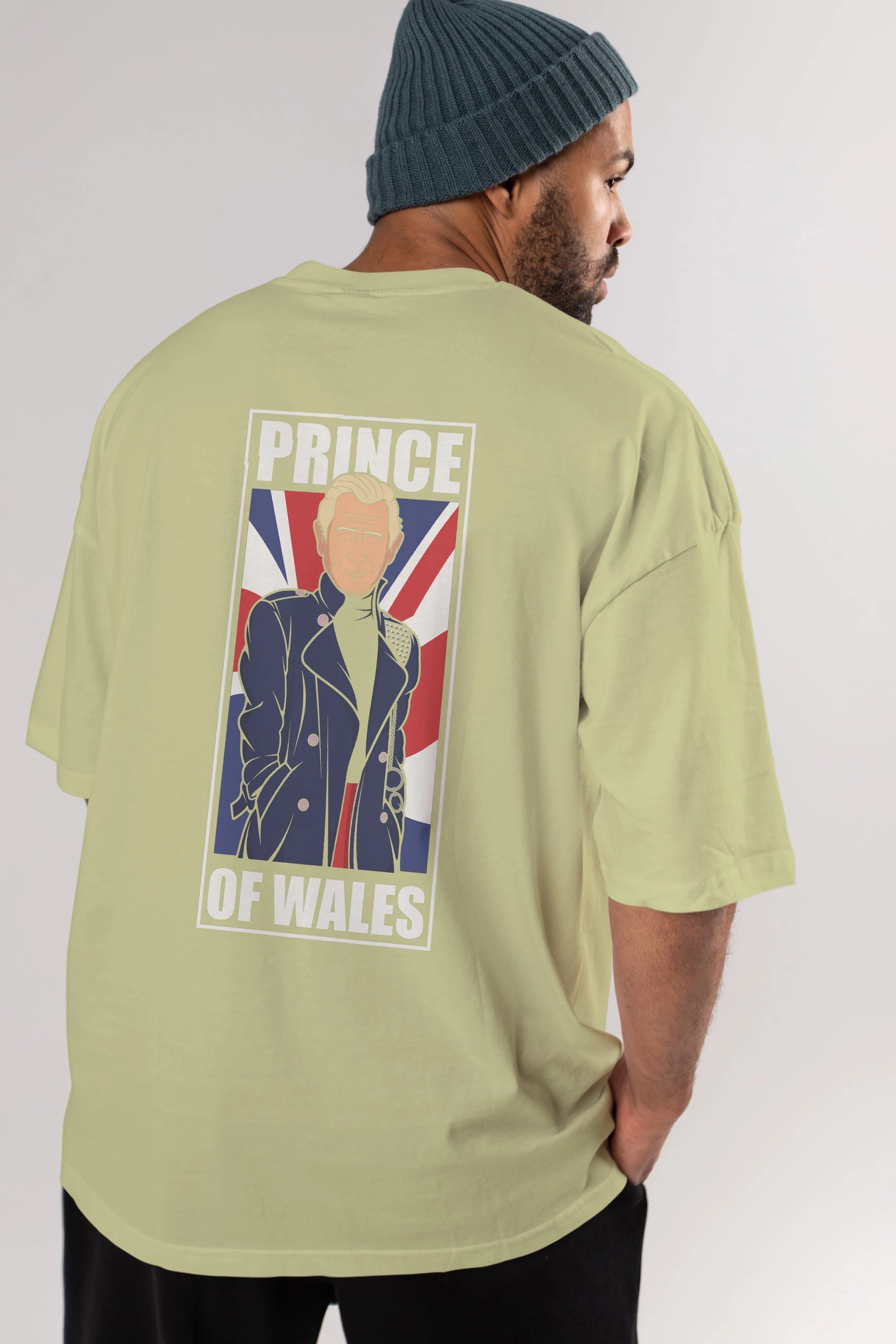 Prince Charles Arka Baskılı Oversize t-shirt Erkek Kadın Unisex %100 Pamuk tişort