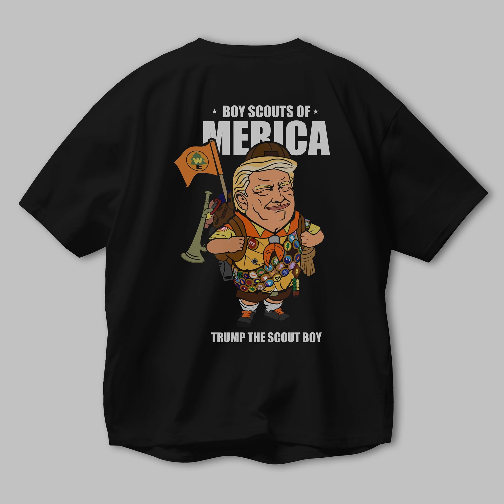 Trump Scout Boy Arka Baskılı Oversize t-shirt Erkek Kadın Unisex %100 Pamuk tişort