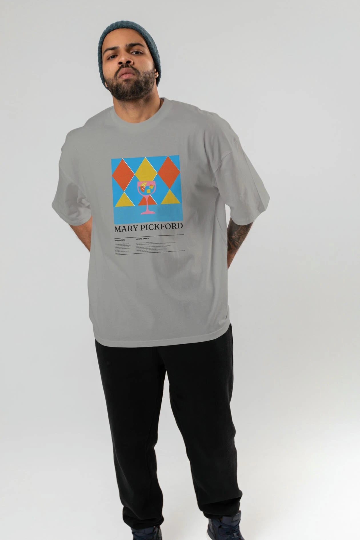 Mary Pickford Kokteyl Ön Baskılı Oversize t-shirt Erkek Kadın %100 Pamuk Bisiklet Yaka tişort