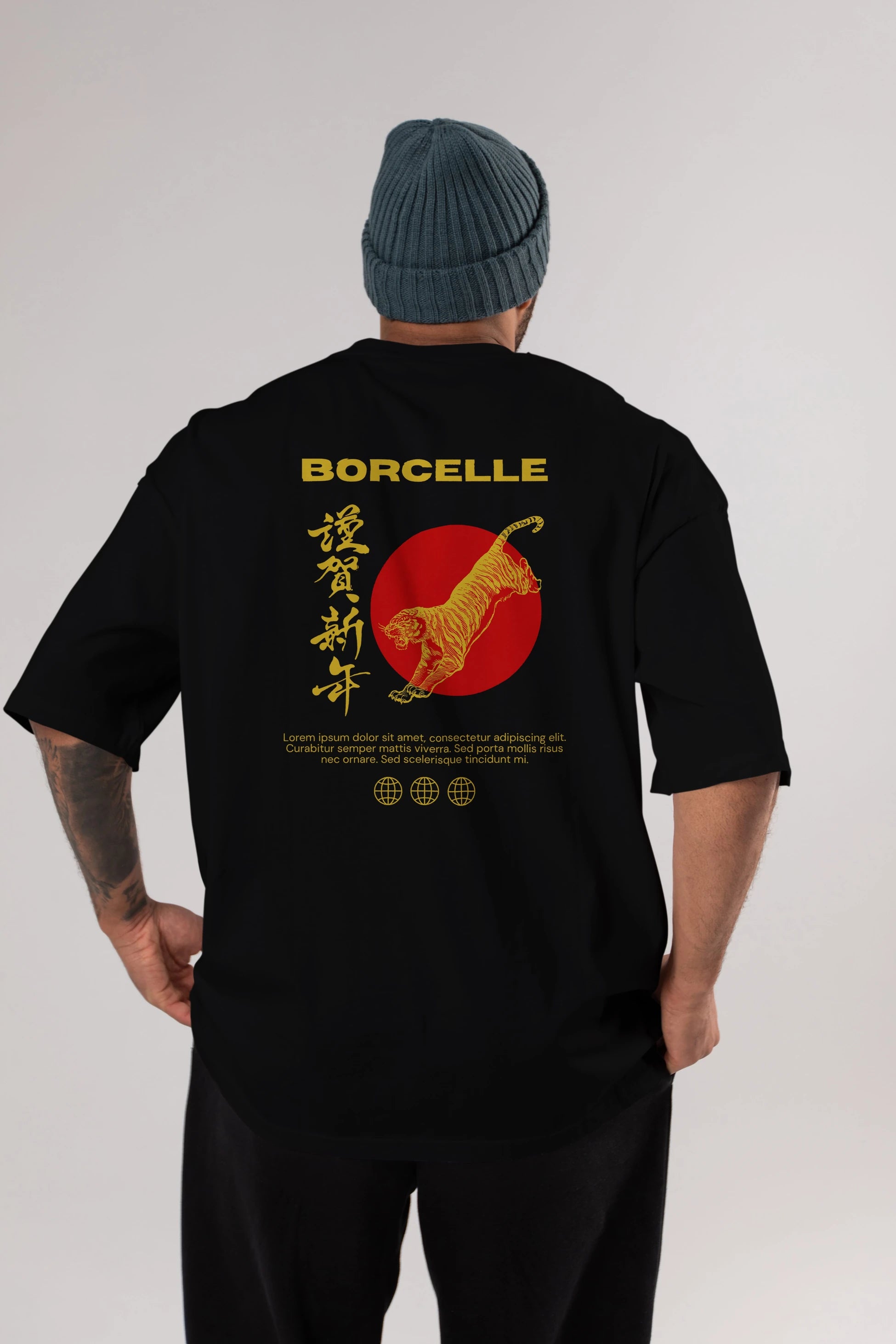 Borcelle Tiger Streetwear Arka Baskılı Oversize t-shirt Erkek Kadın Unisex