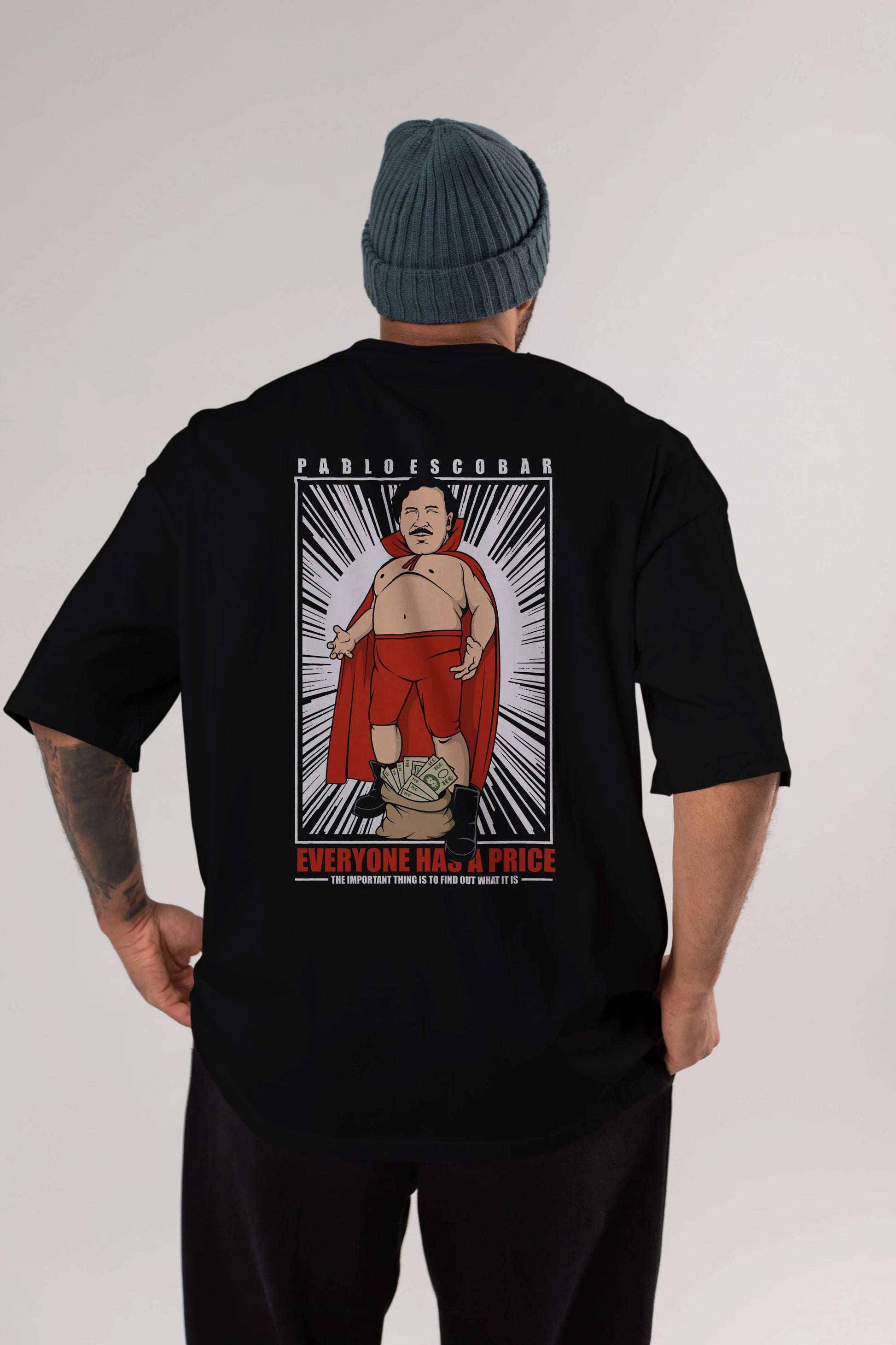 Pablo Escobar Luchador Arka Baskılı Oversize t-shirt Erkek Kadın Unisex %100 Pamuk tişort