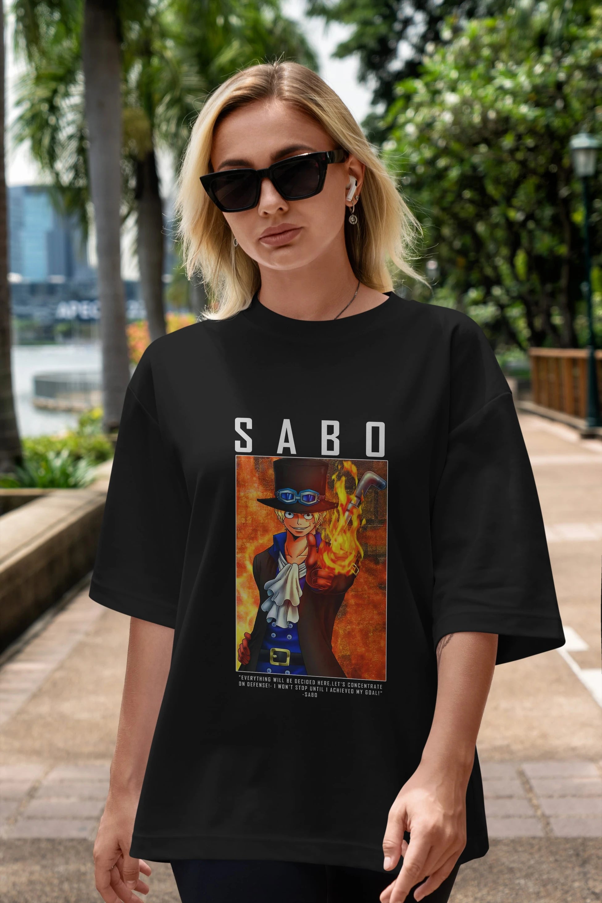 Sabo Anime Ön Baskılı Oversize t-shirt Erkek Kadın Unisex