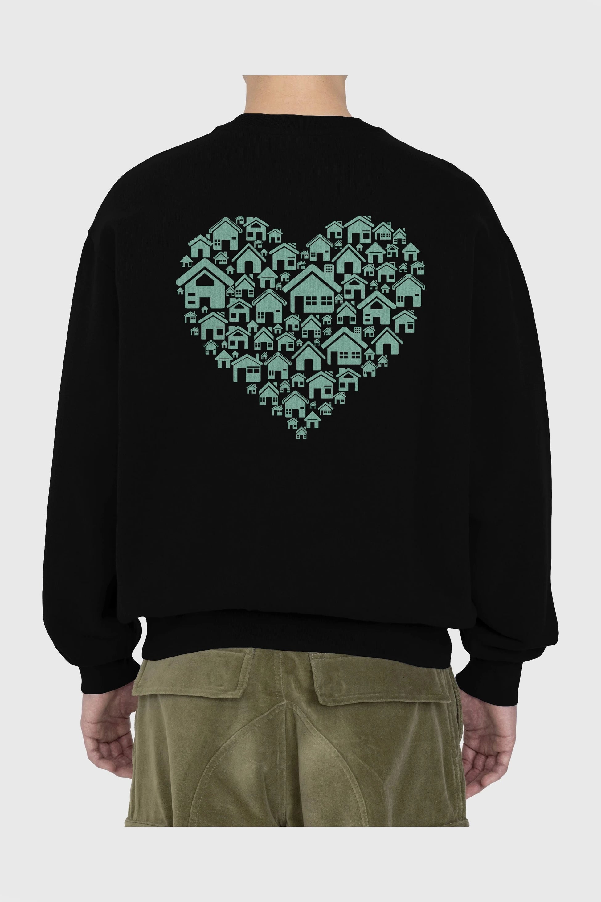 Home Heart Arka Baskılı Oversize Sweatshirt Erkek Kadın Unisex