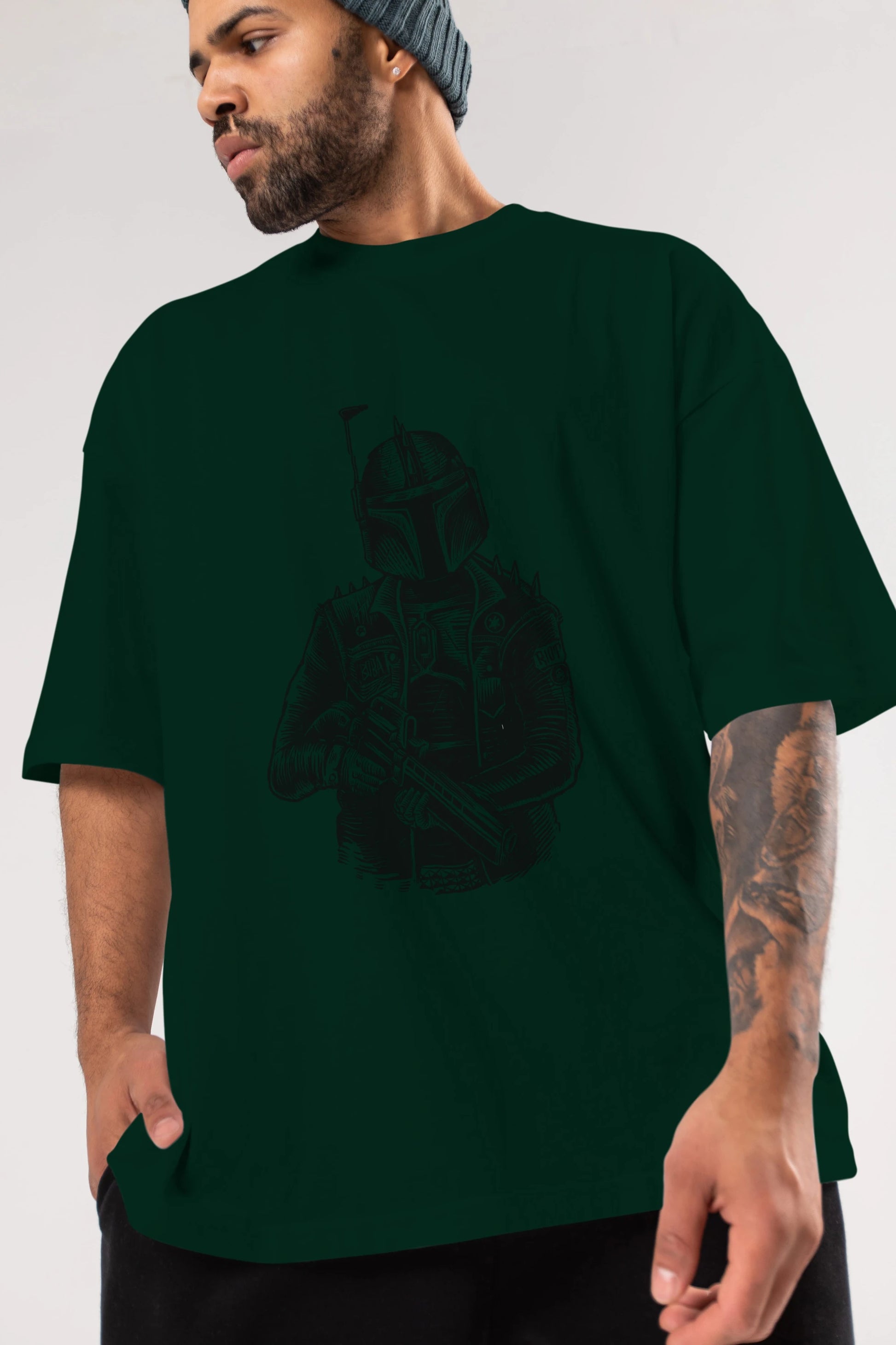 Boba Punk Ön Baskılı Oversize t-shirt Erkek Kadın Unisex %100 Pamuk tişort