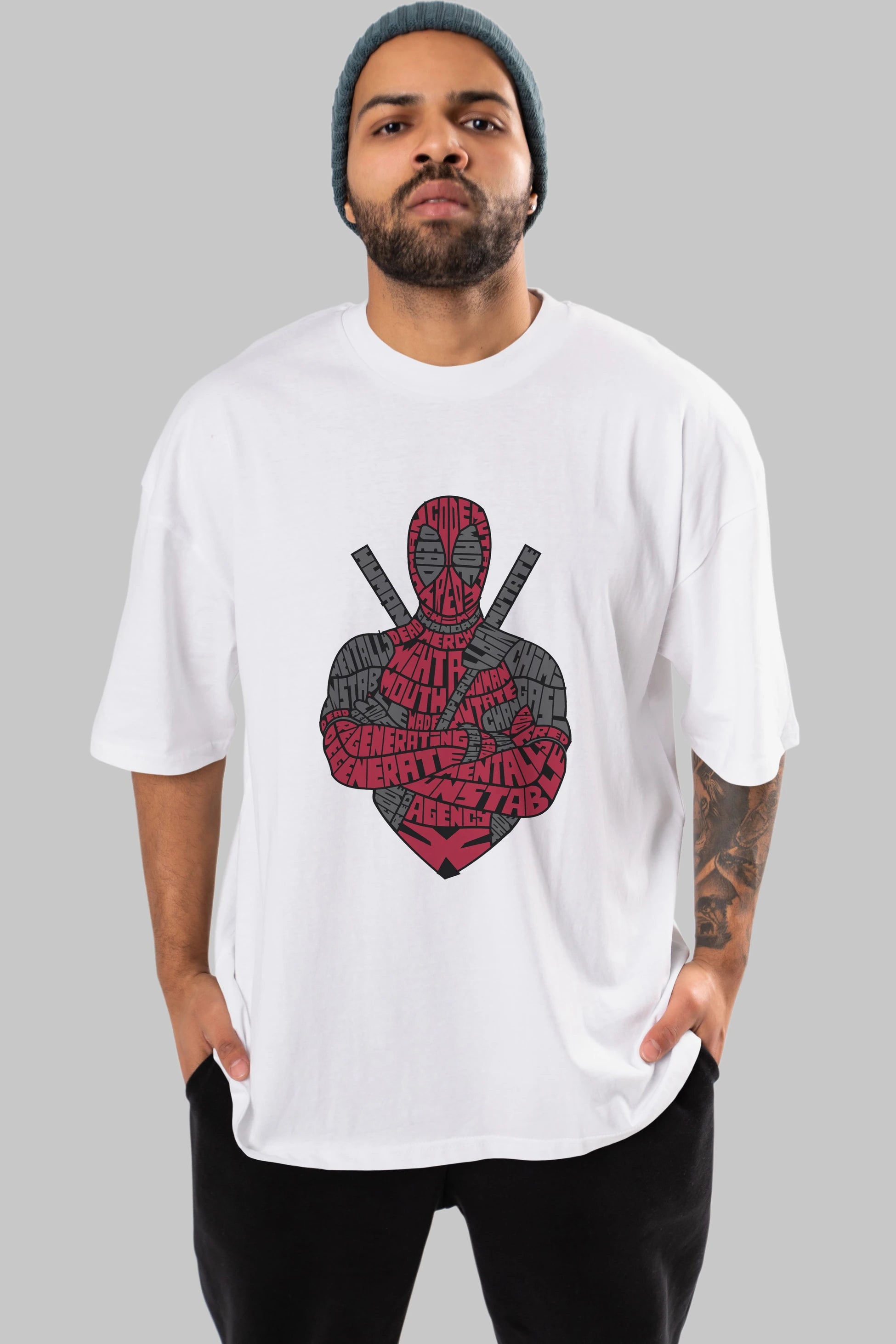 Dead Red Ön Baskılı Oversize t-shirt %100 pamuk Erkek Kadın Unisex