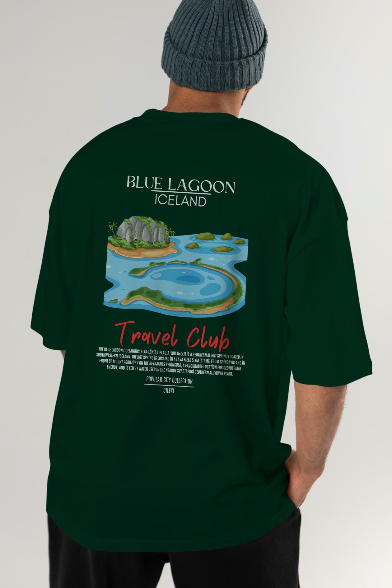 Blue Lagoon İceland Arka Baskılı Oversize t-shirt Erkek Kadın Pamuk Bisiklet Yaka tişort