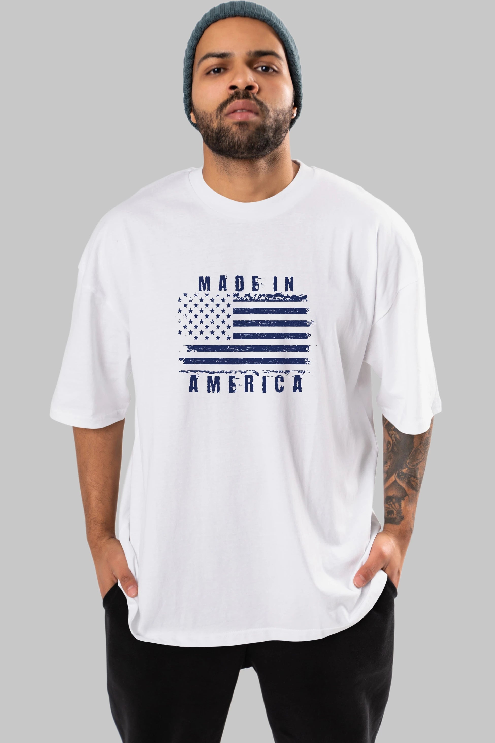 Made in America Ön Baskılı Oversize t-shirt Erkek Kadın Unisex