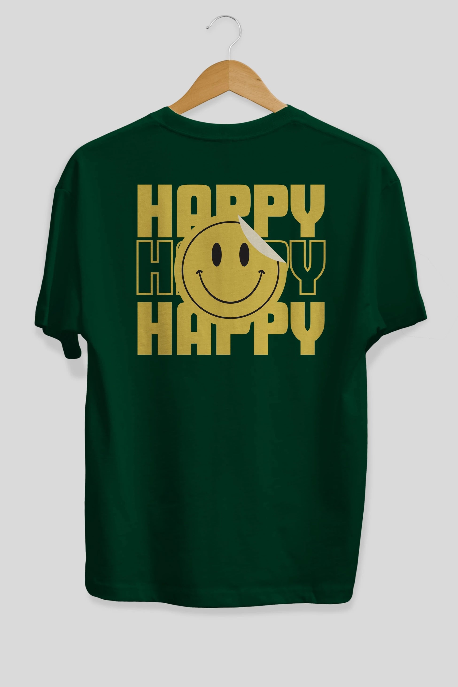 Happy Smile Yazılı Arka Baskılı Oversize t-shirt Erkek Kadın Unisex