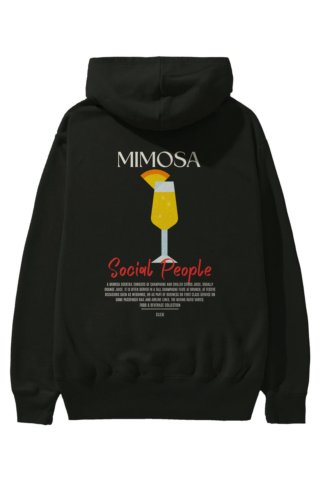 Mimosa Kokteyl Arka Baskılı Hoodie Oversize Kapüşonlu Sweatshirt Erkek Kadın