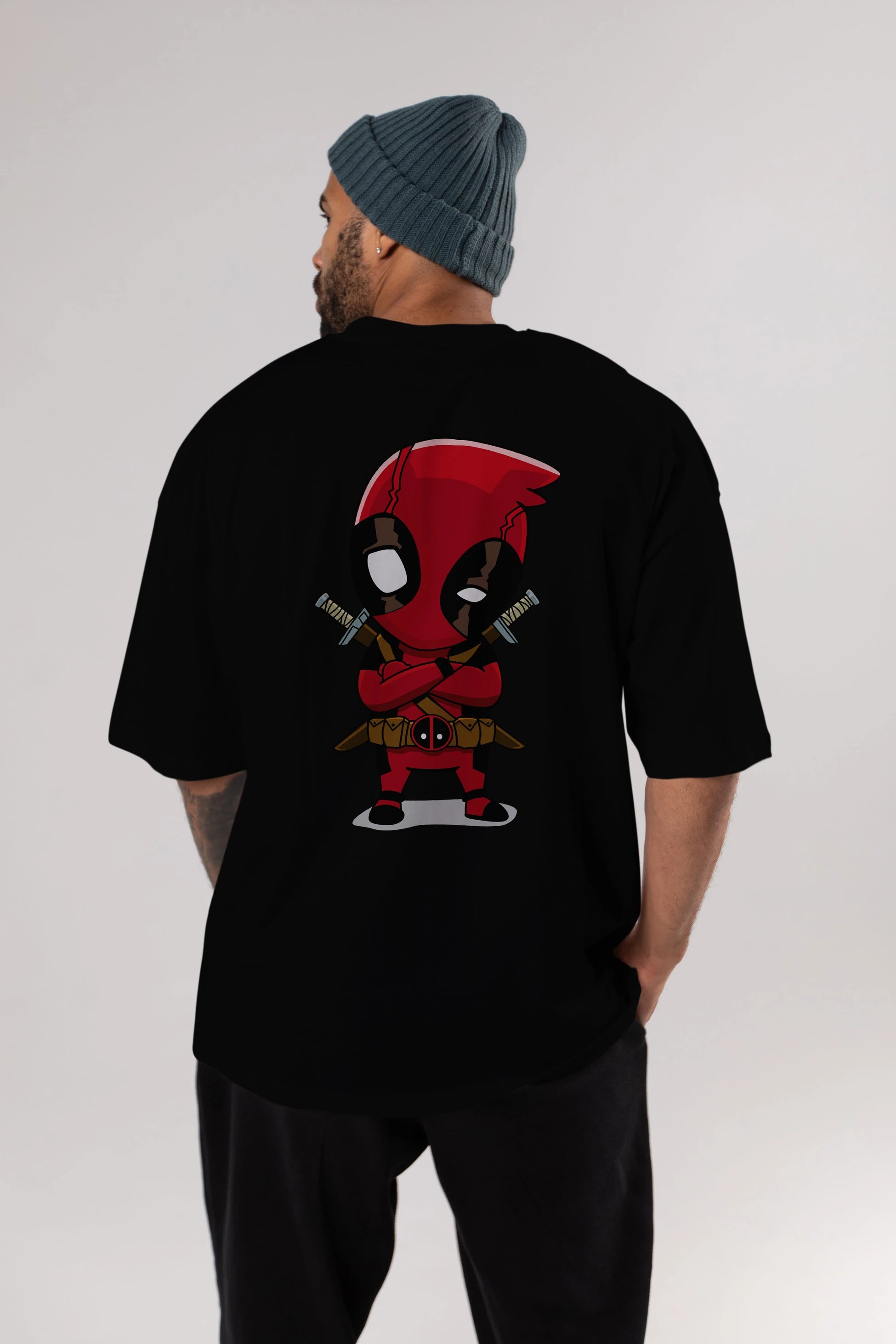 Deadpool (19) Arka Baskılı Oversize t-shirt Erkek Kadın Unisex %100 Pamuk Bisiklet Yaka tişort
