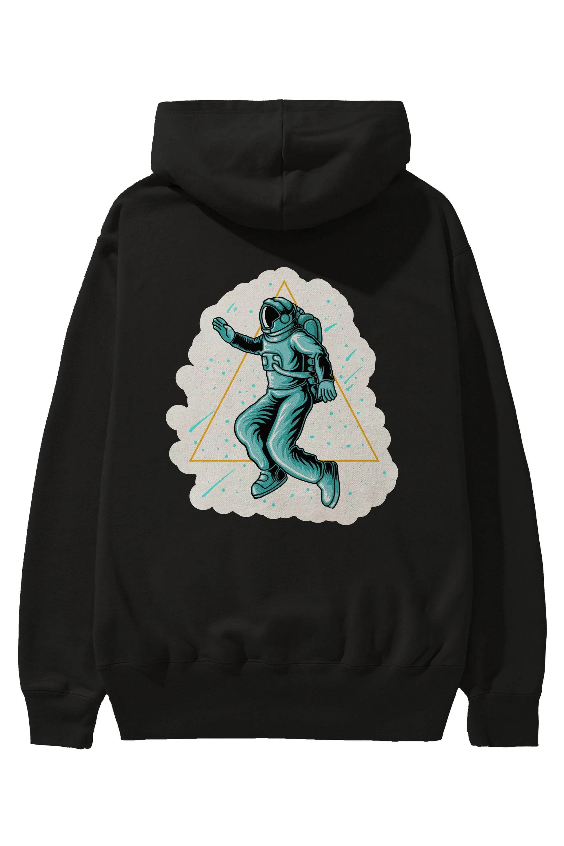 Astronaut Starry Triangle Sticker Arka Baskılı Hoodie Oversize Kapüşonlu Sweatshirt Erkek Kadın Unisex
