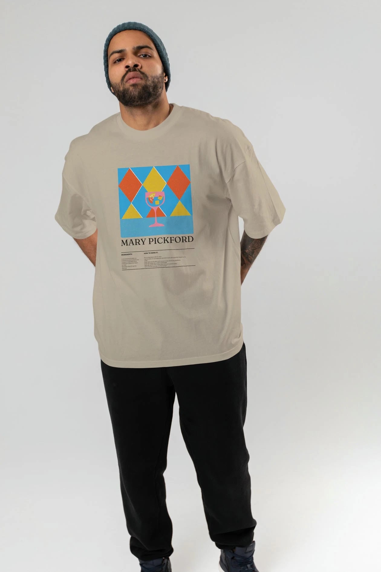 Mary Pickford Kokteyl Ön Baskılı Oversize t-shirt Erkek Kadın %100 Pamuk Bisiklet Yaka tişort