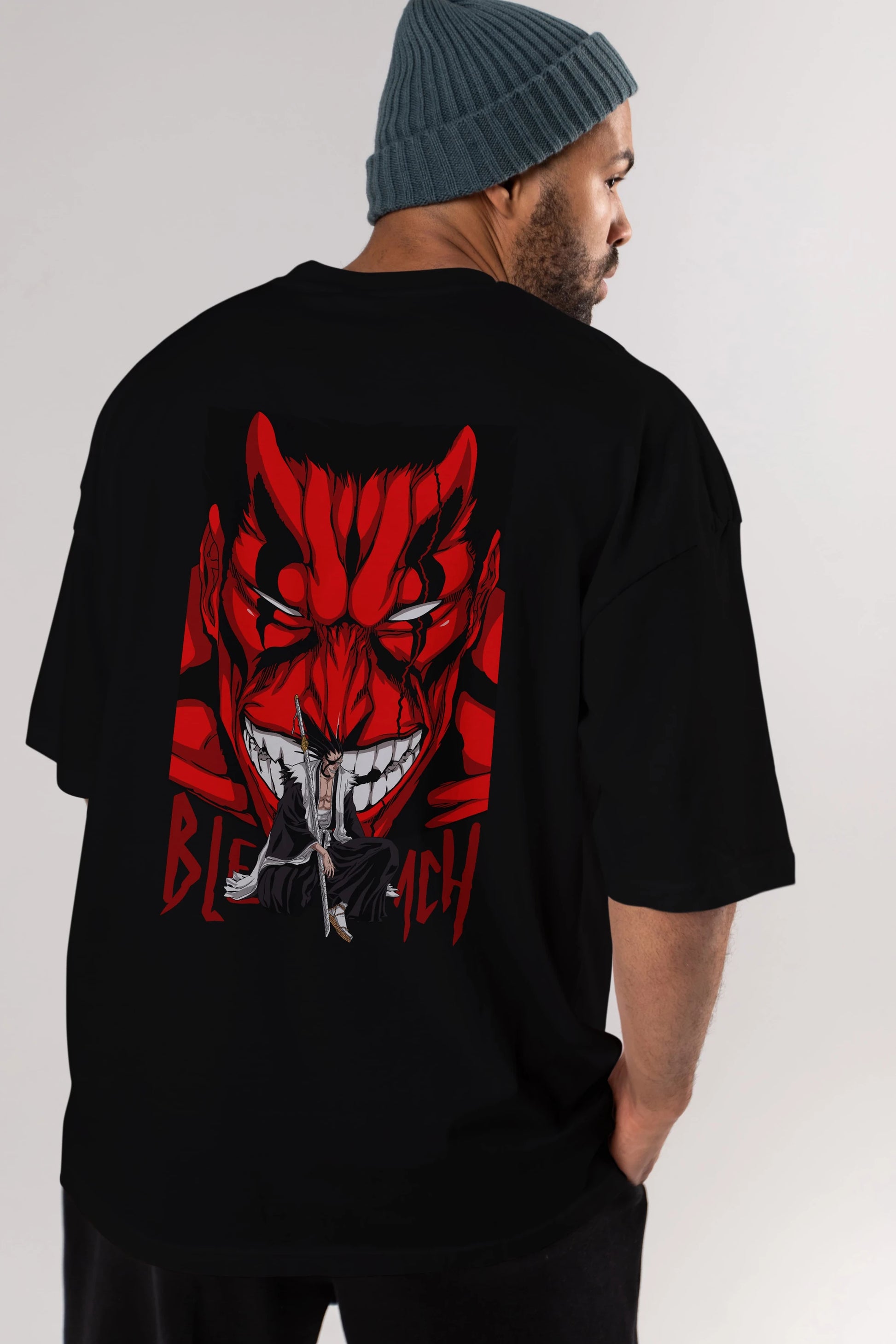 KENPACHI ZARAKI BLEACH Anime Arka Baskılı Oversize t-shirt Erkek Kadın Unisex