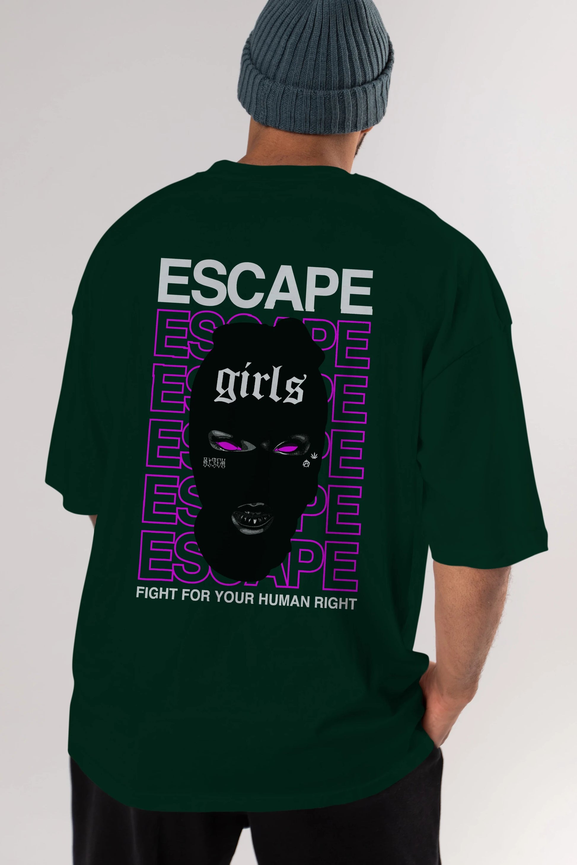 Escape Girl Arka Baskılı Oversize t-shirt Erkek Kadın Unisex