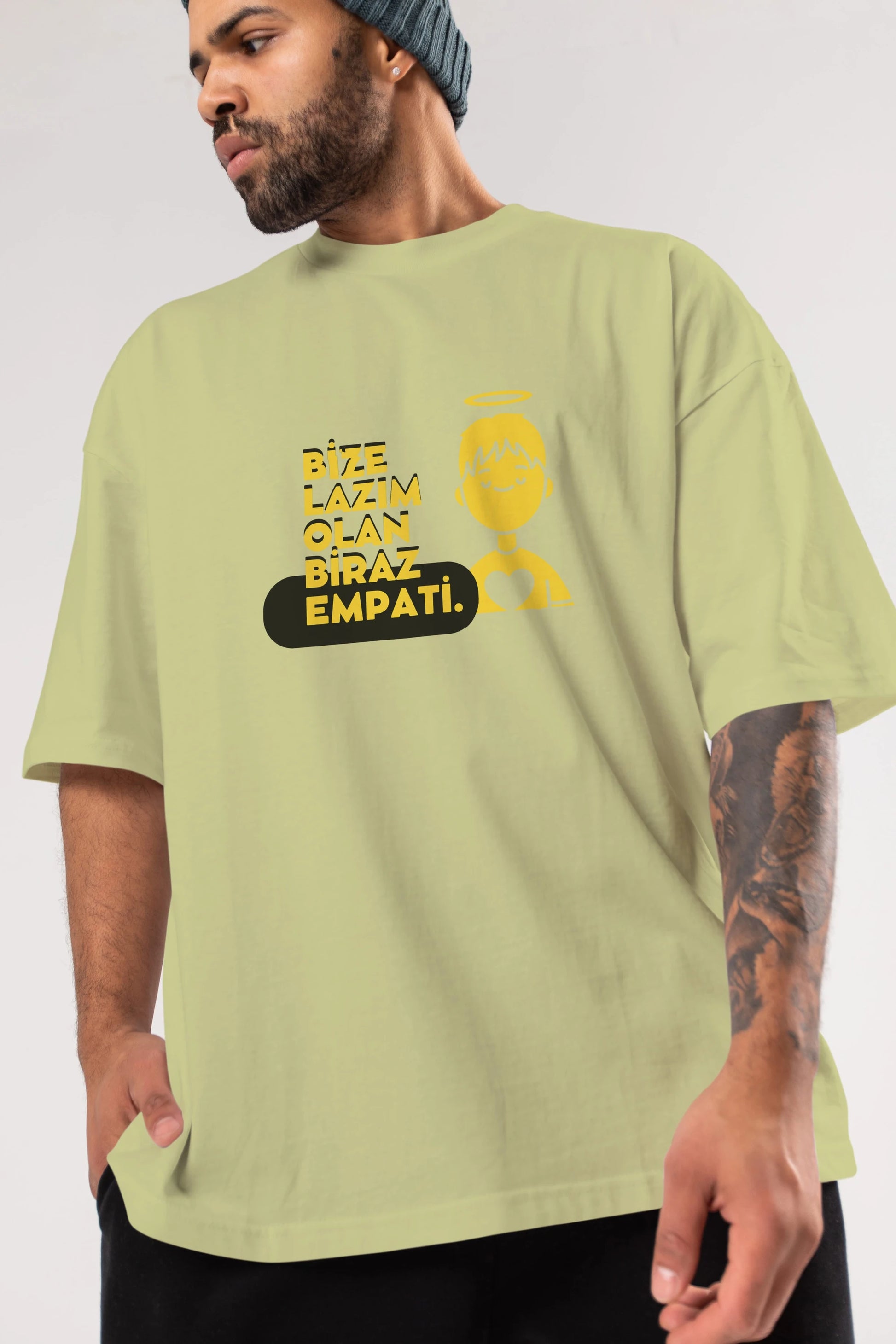 Bize Lazım Olan Biraz Empati Ön Baskılı Oversize t-shirt Erkek Kadın Unisex