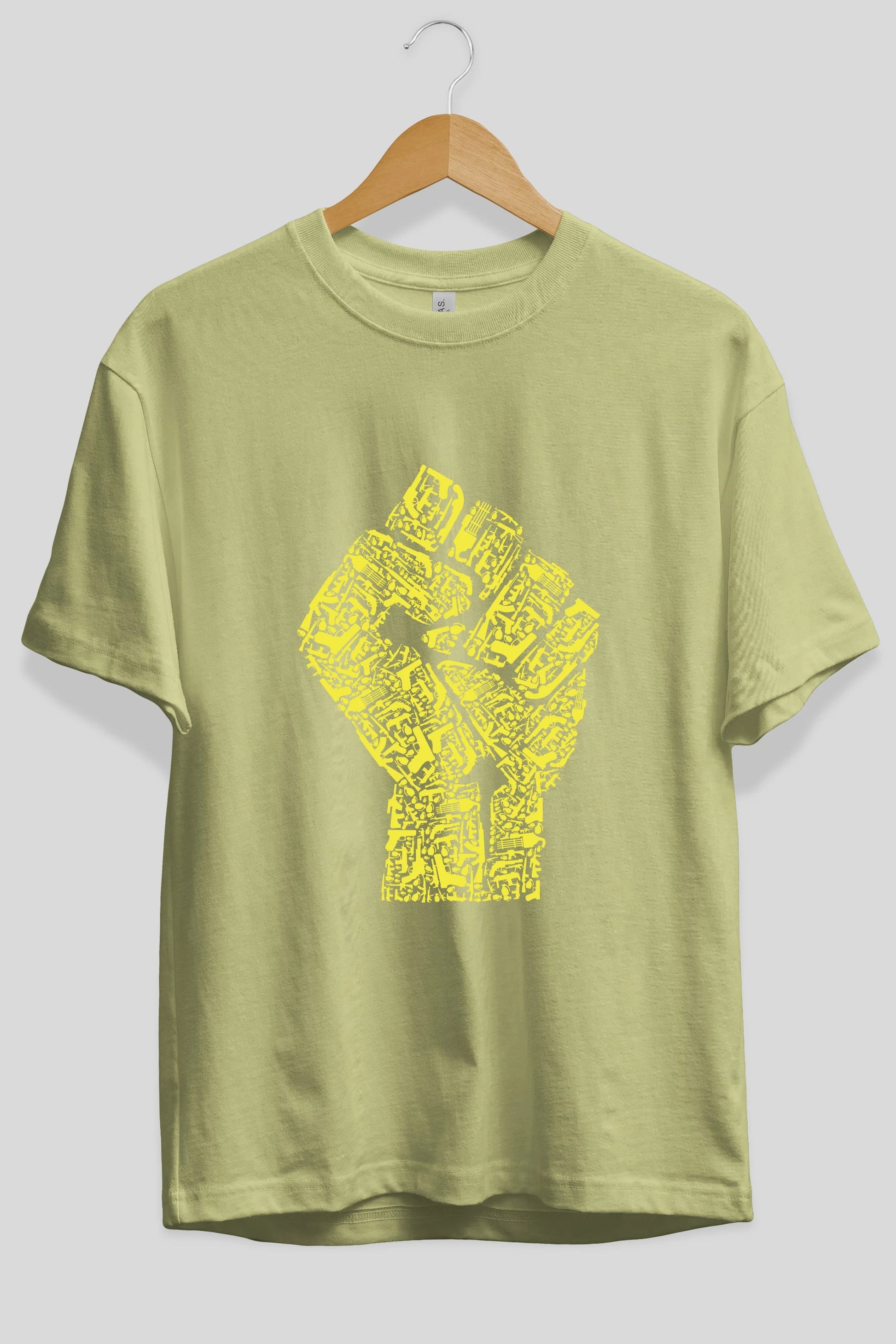 Hand Of Revolution Ön Baskılı Oversize t-shirt %100 pamuk Erkek Kadın Unisex