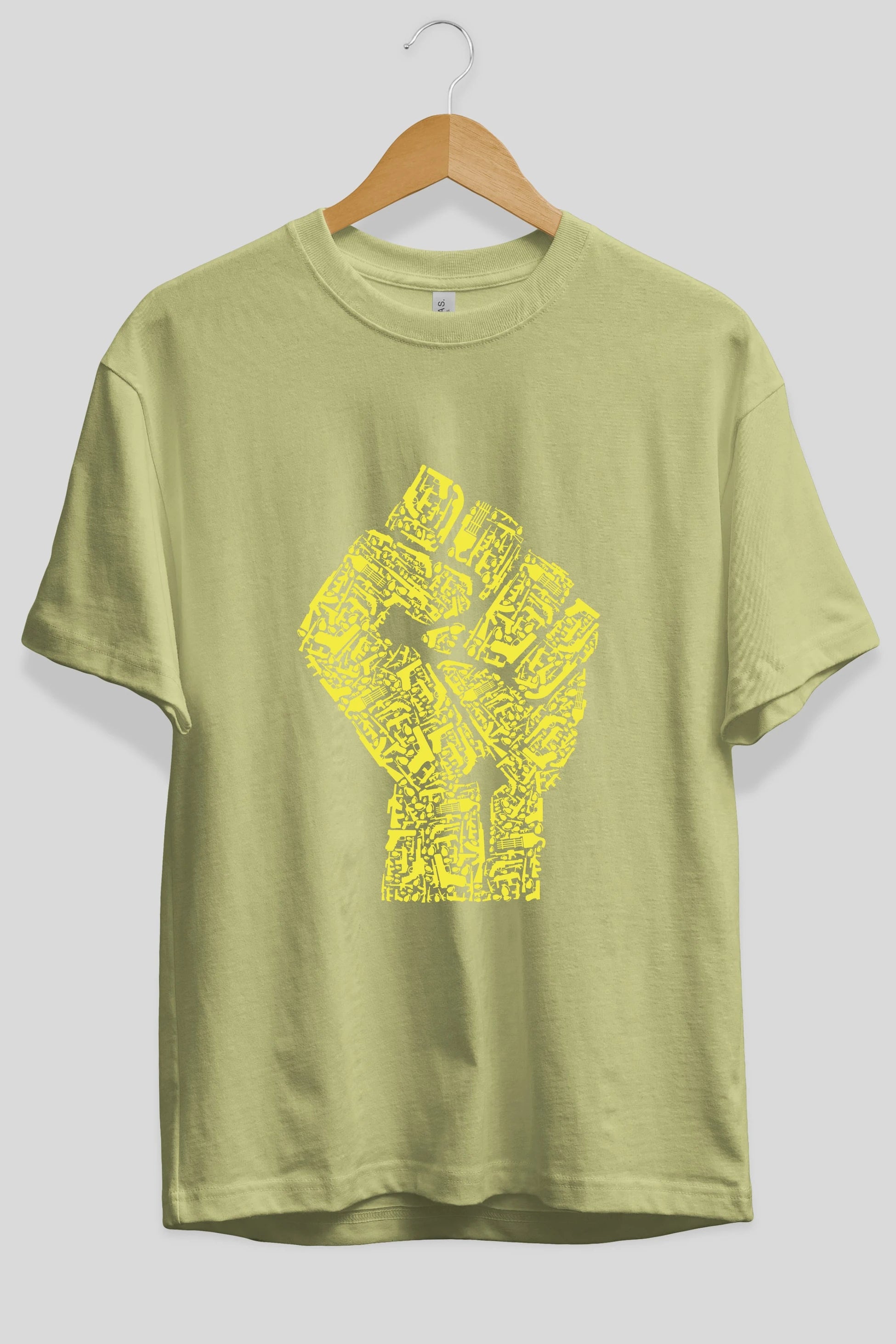 Hand Of Revolution Ön Baskılı Oversize t-shirt %100 pamuk Erkek Kadın Unisex