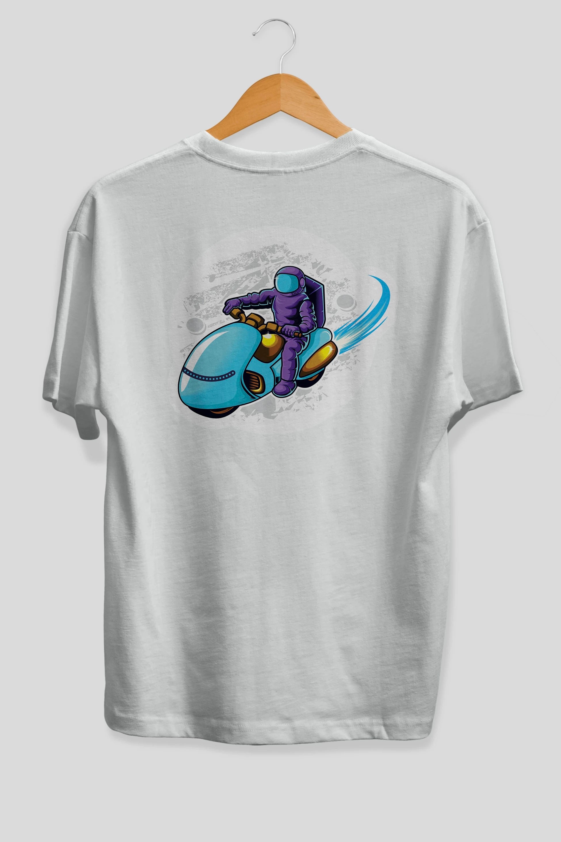 Astrorider in Space Sticker Arka Baskılı Oversize t-shirt Erkek Kadın Unisex