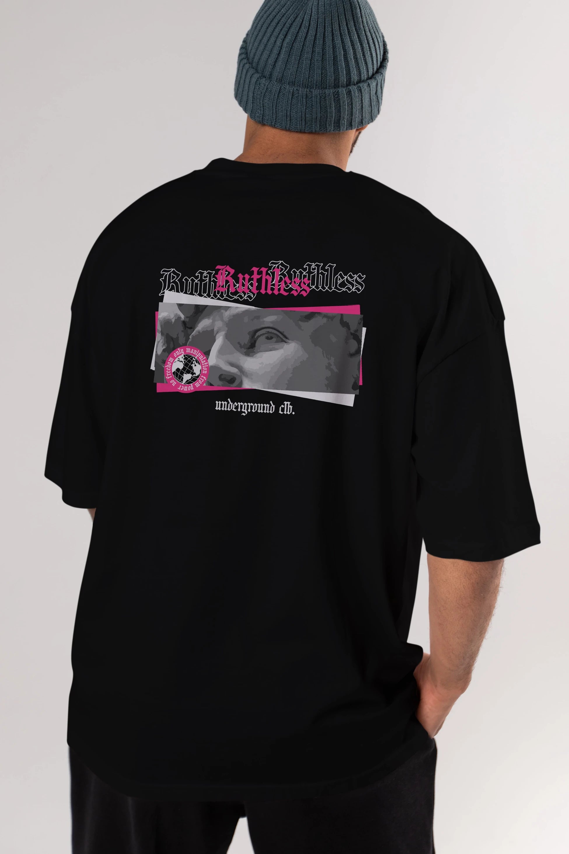 Ruthless Arka Baskılı Oversize t-shirt Erkek Kadın Unisex