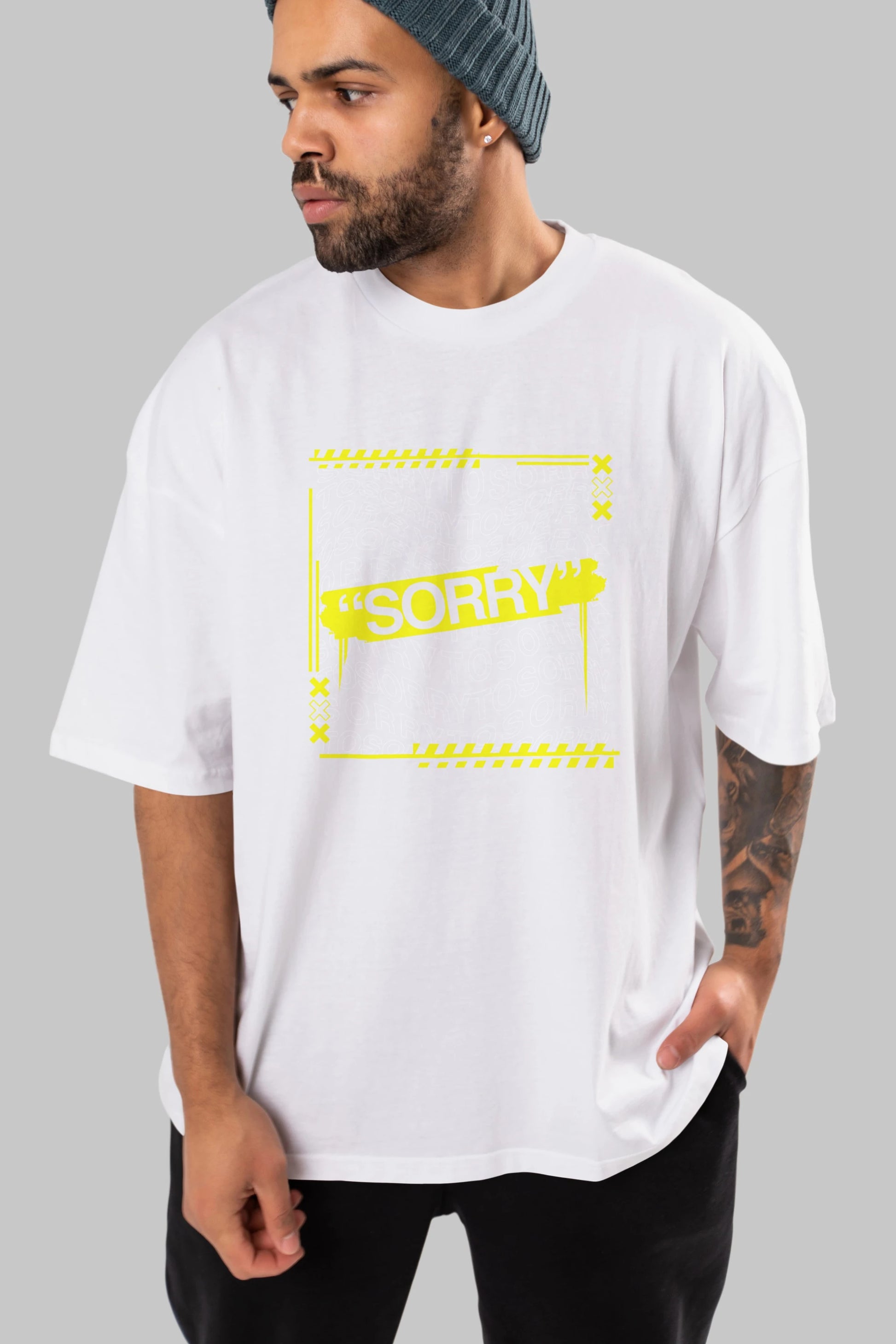 Sorry to Sorry Ön Baskılı Oversize t-shirt Erkek Kadın Unisex