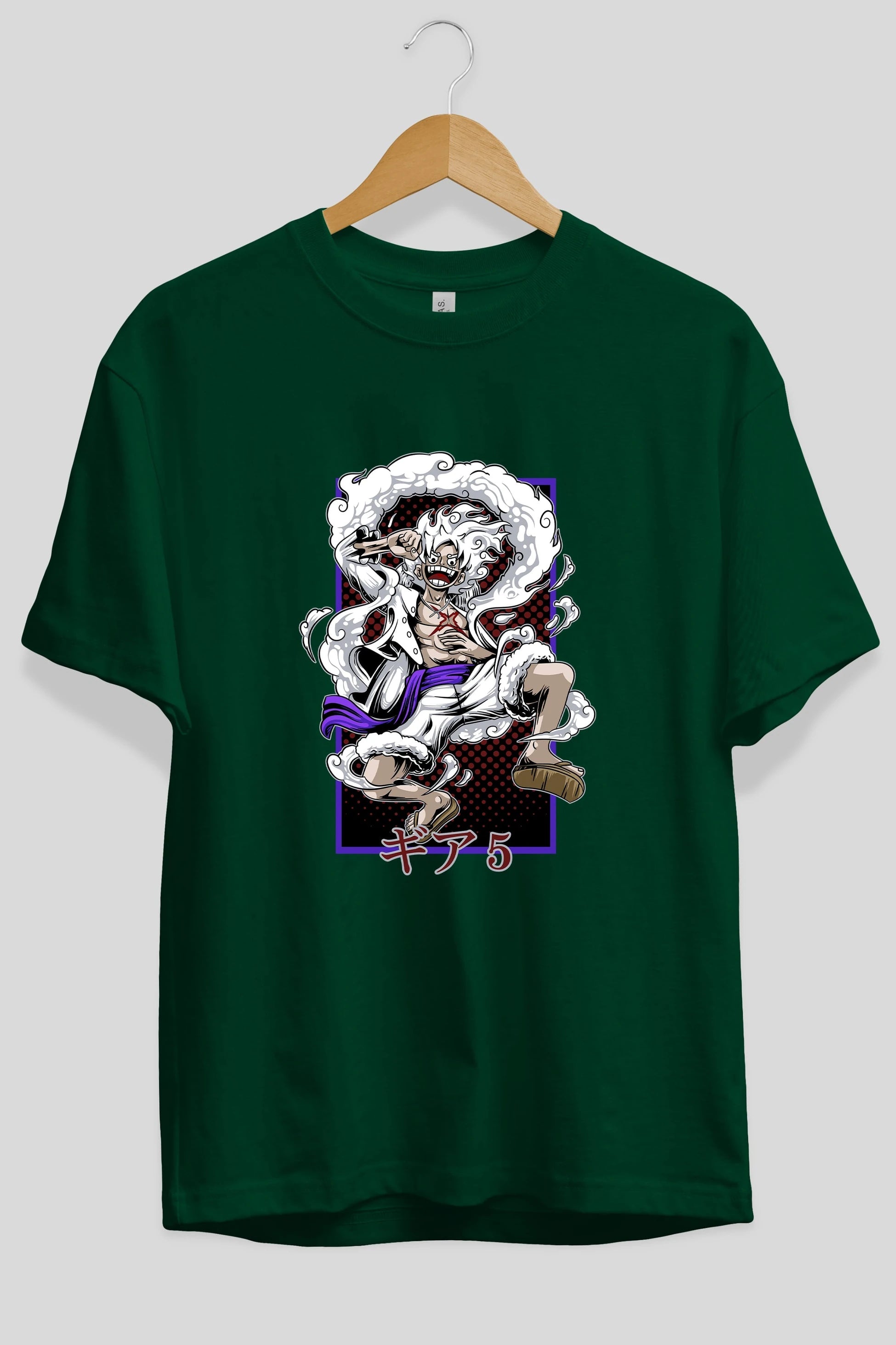 LUFFY GEAR 5 RECUADRO Anime Ön Baskılı Oversize t-shirt %100 pamuk Erkek Kadın Unisex
