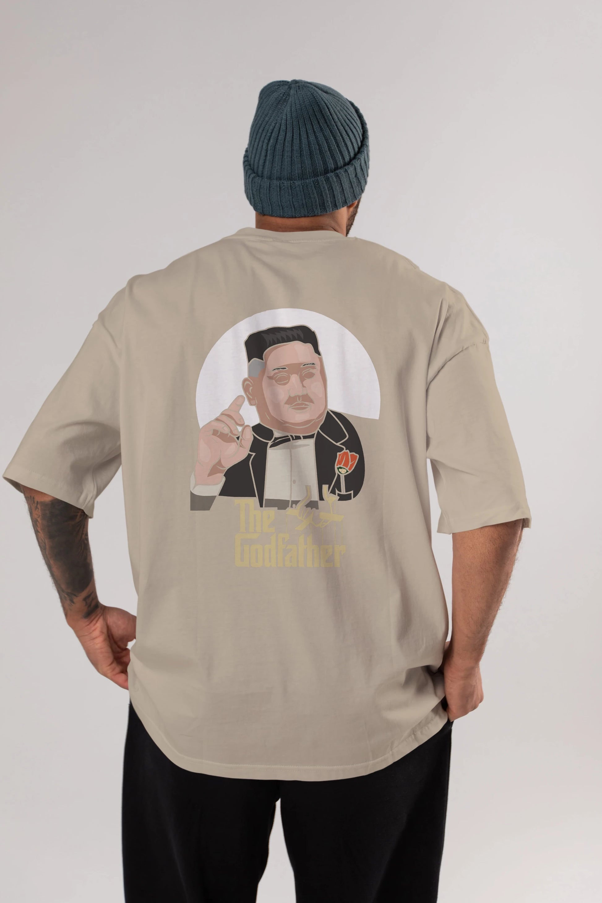 Godfather Jong Un Arka Baskılı Oversize t-shirt Erkek Kadın Unisex %100 Pamuk tişort