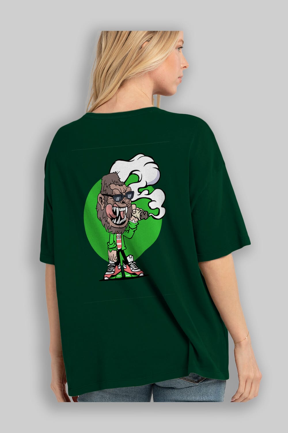 Gorilla Smoker Arka Baskılı Oversize t-shirt Erkek Kadın Unisex %100 Pamuk tişort
