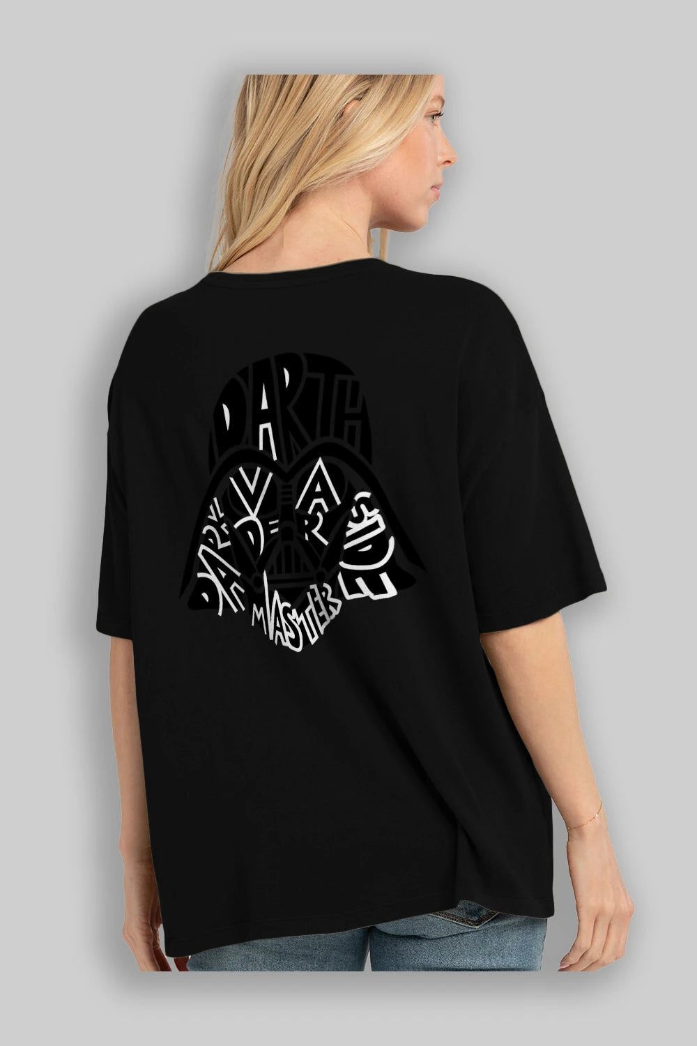 Darth Vader Arka Baskılı Oversize t-shirt %100 pamuk Erkek Kadın Unisex